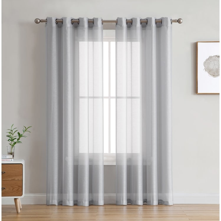 HLC.me 2 Piece Semi Sheer Voile Window Curtain Drapes Grommet Top Panels Bedroom, Living Room - Set of 2 panels