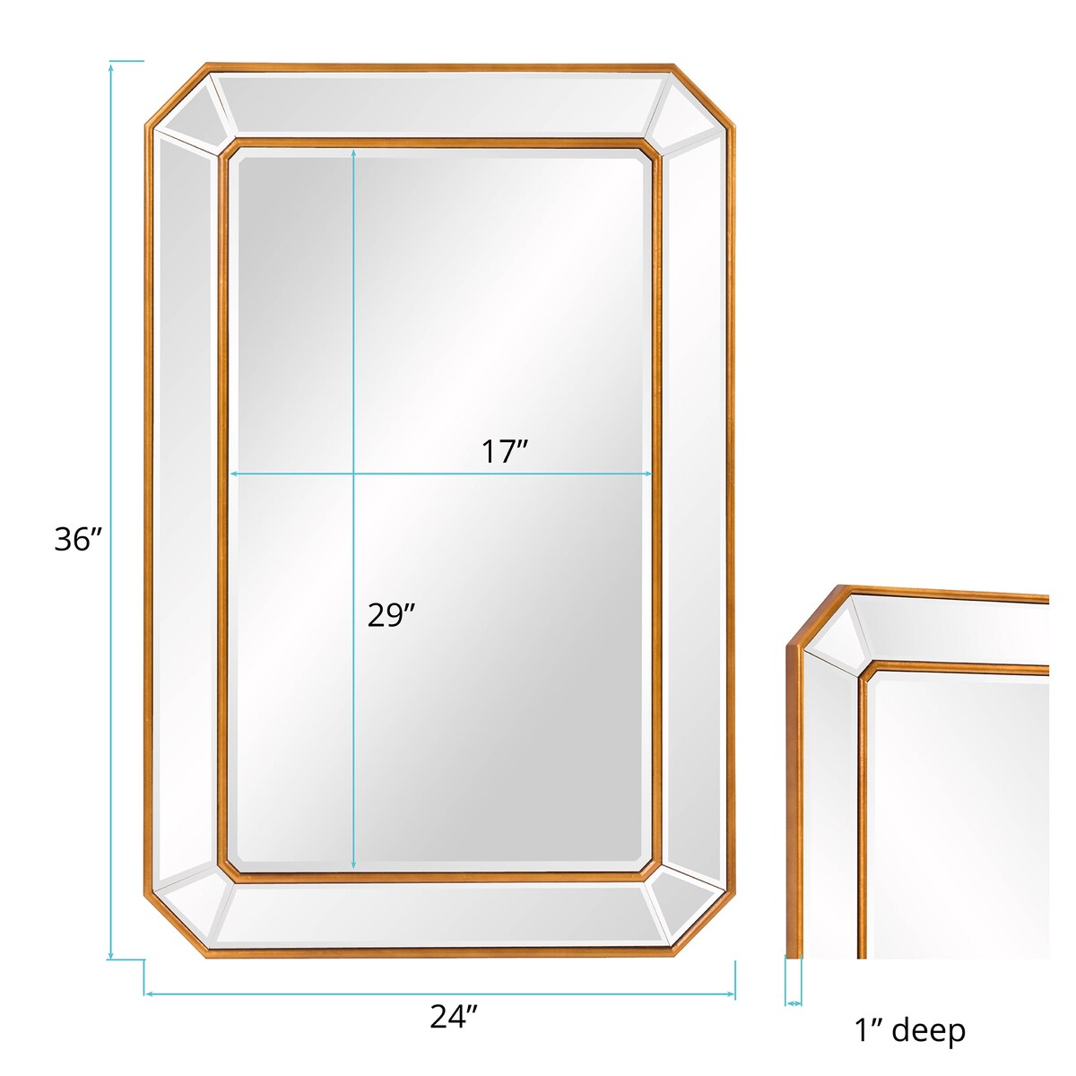 Allan Andrews Leopold Rectangle Wall Mirror - 36 H x 24 W