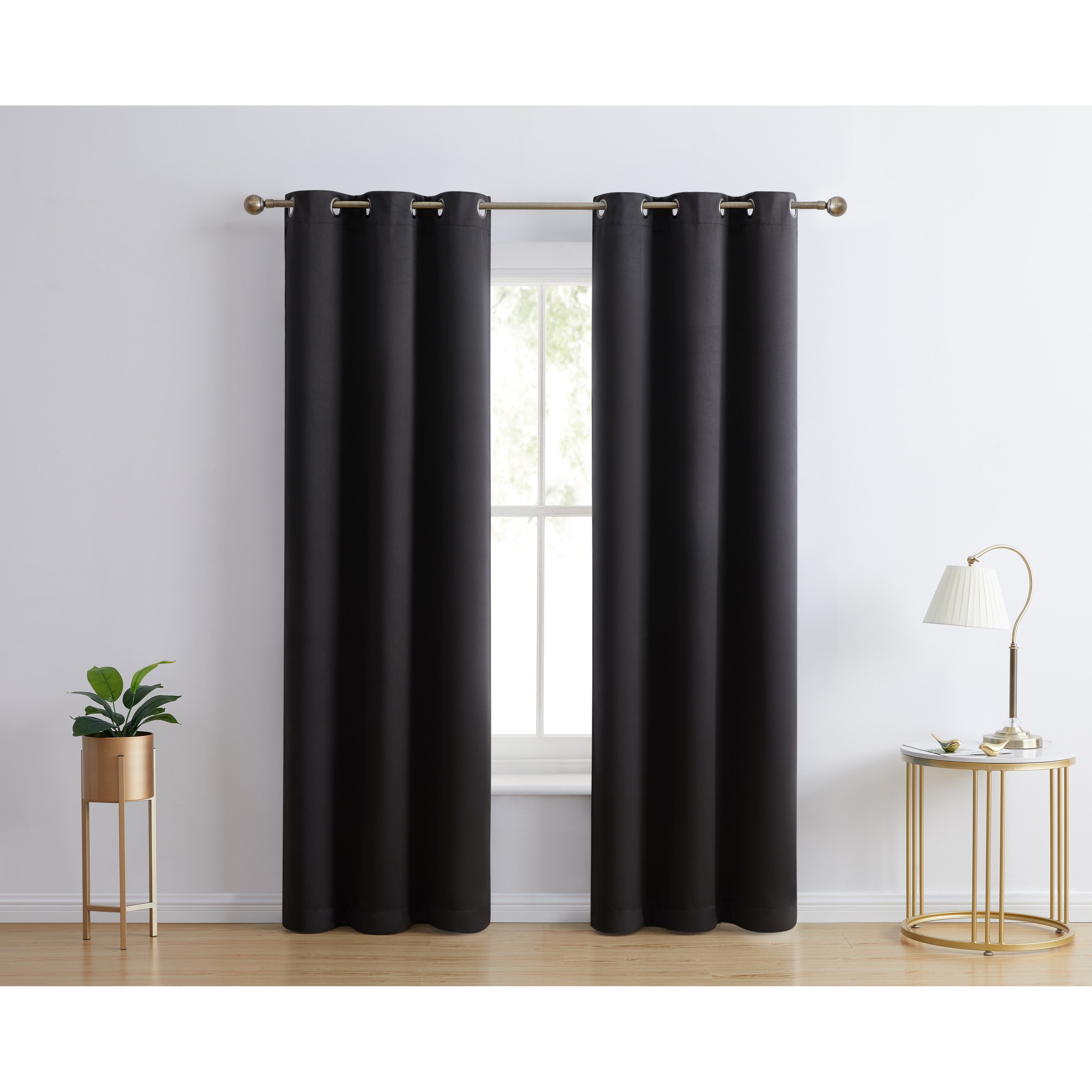 HLC.me Laurance 100% Blackout Curtains - Thermal Insulation Energy Efficient Grommet Window Curtains, Set of 2