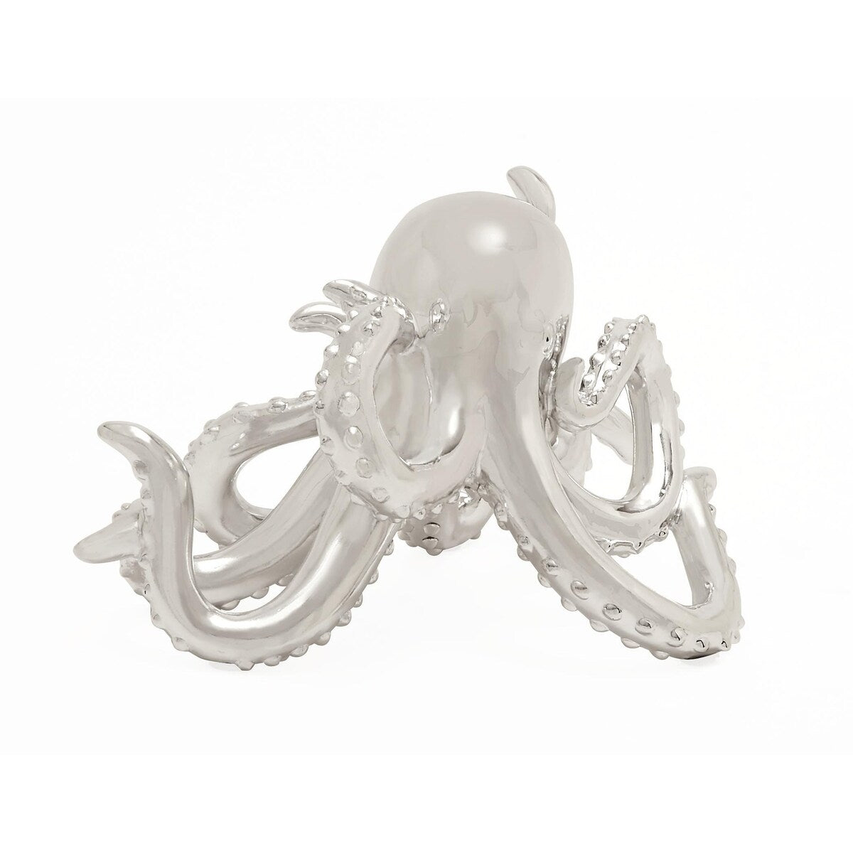 Polystone Octopus Decorative Sculpture with Long Tentacles and Suctions Detailing - Silver - Roche River Decor