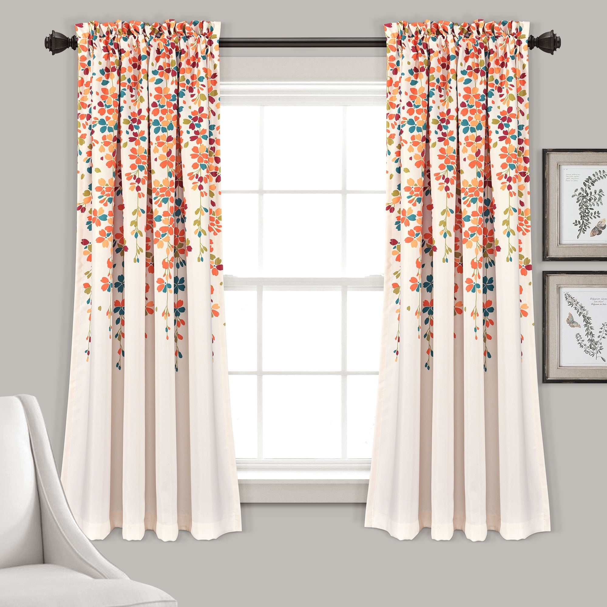 Lush Decor Weeping Flowers Room Darkening Curtain Panel Pair