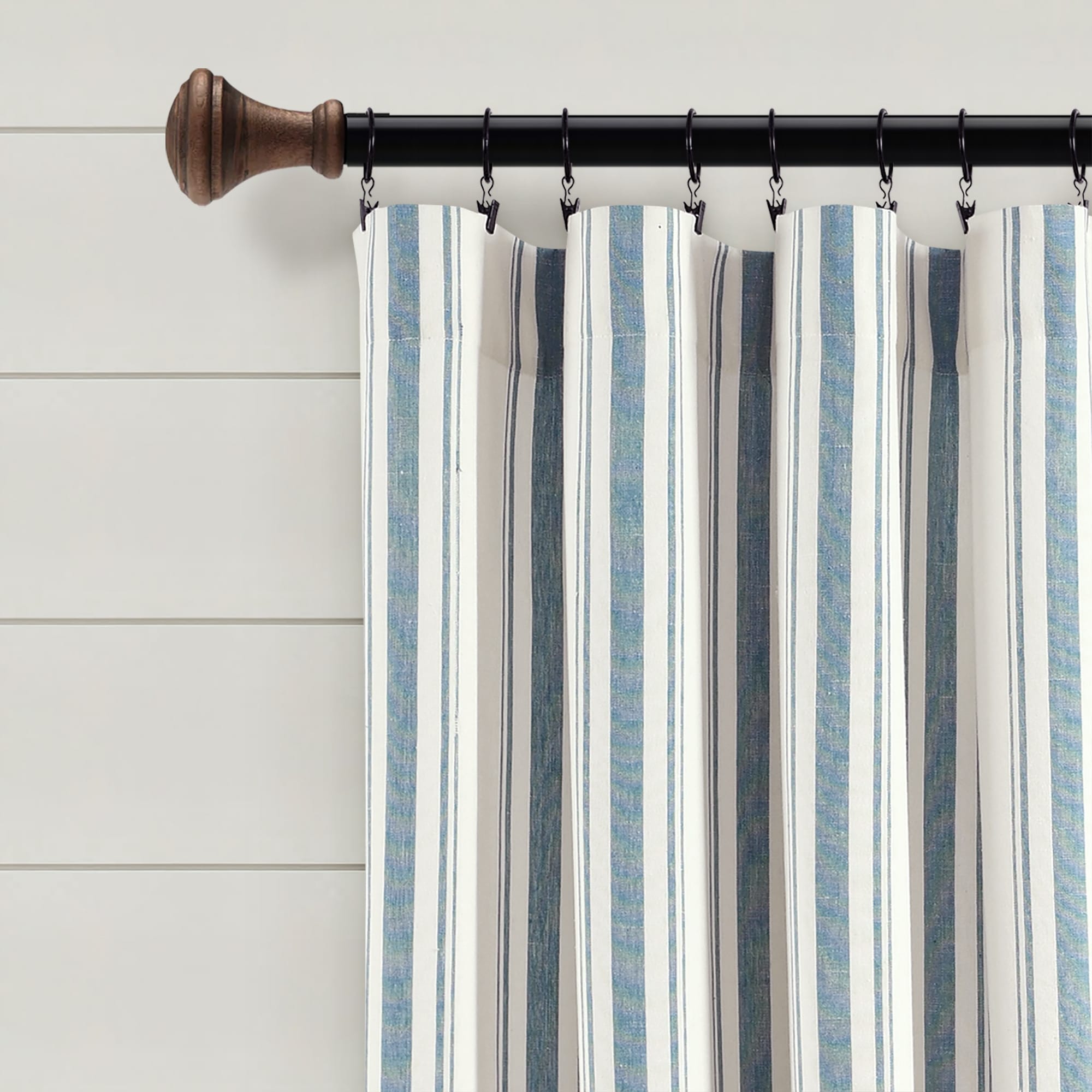 Lush Decor Farmhouse Stripe Yarn Dyed Cotton Window Curtain Panel Pair