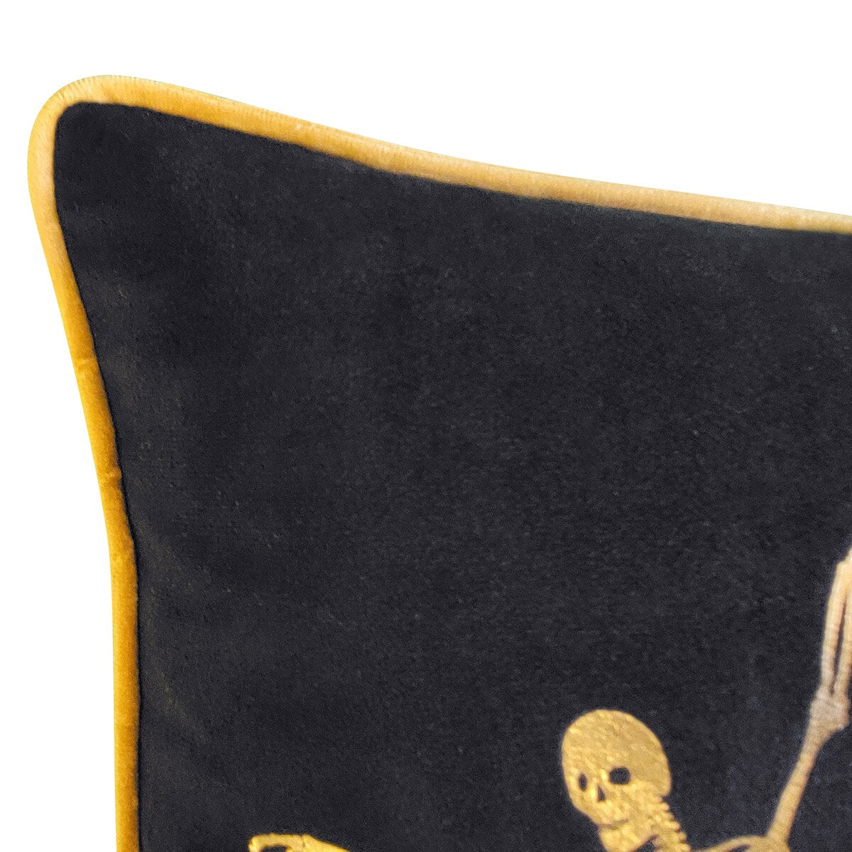 Edie At Home Velvet Dancing Skeletons Halloween Decorative Throw Pillow 14x26 Black