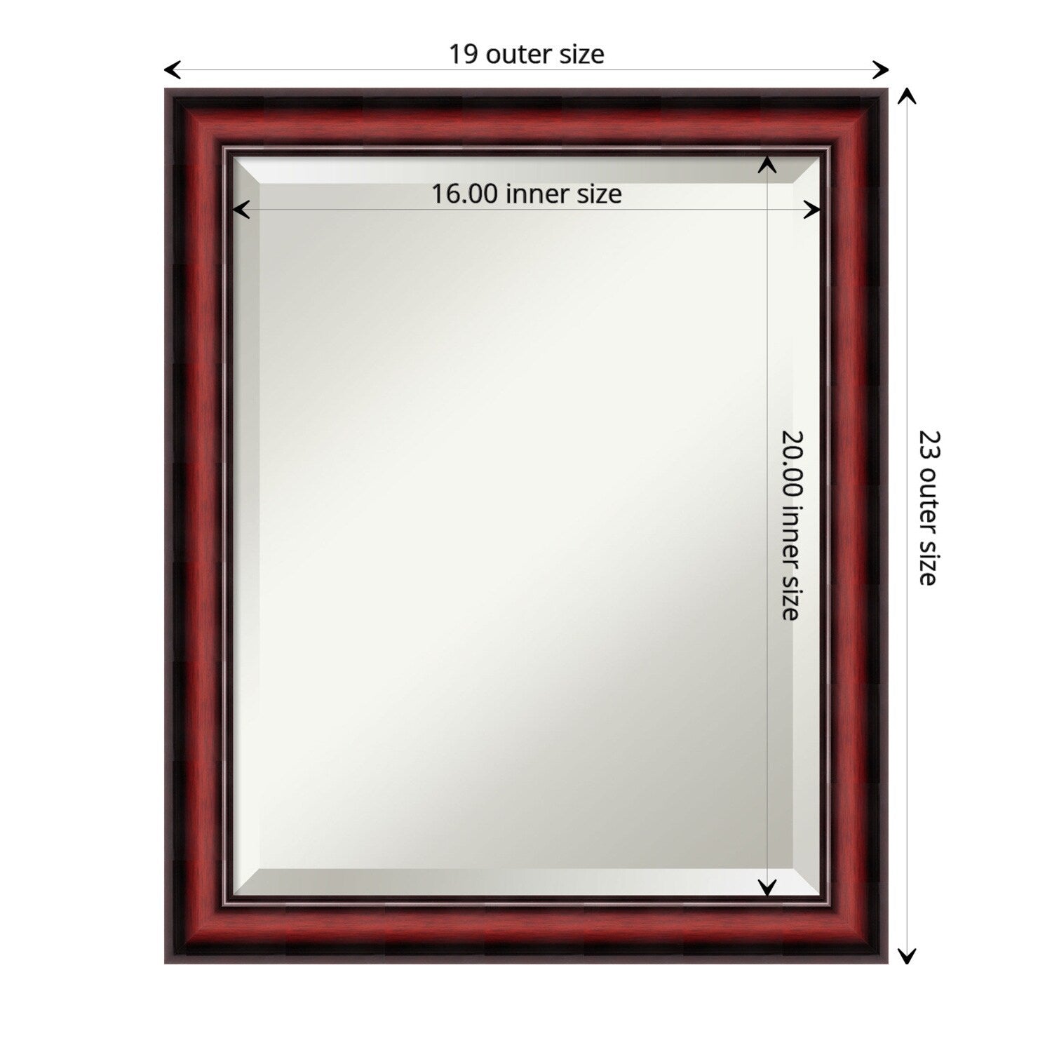 Beveled Wood Wall Mirror - Rubino Cherry Scoop Frame