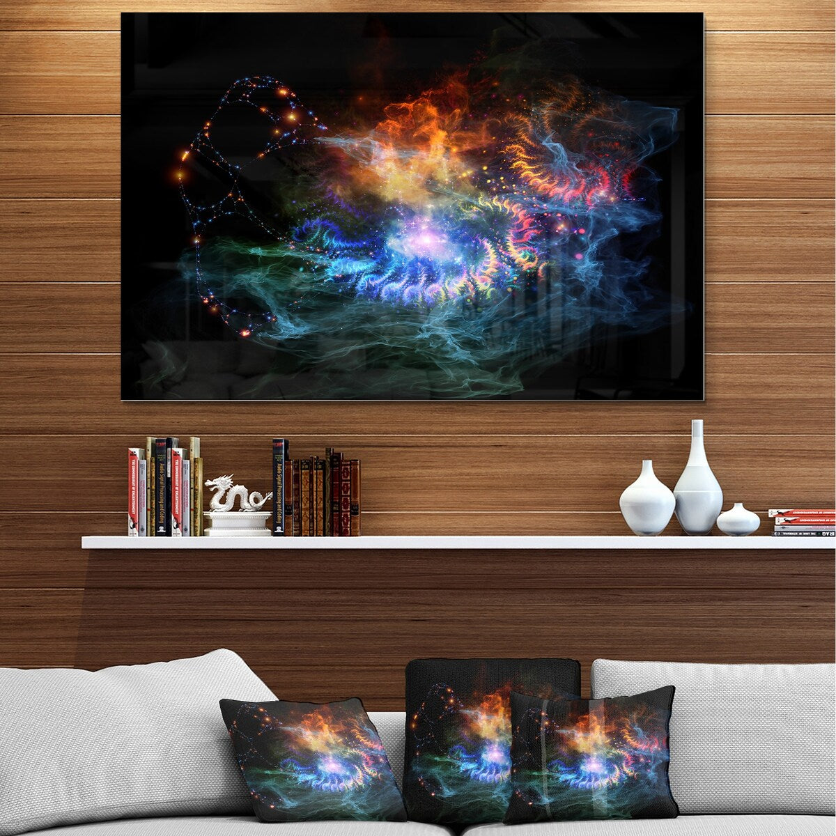 Designart 'Flame Lights of Network' Abstract Digital Art Metal Wall Art