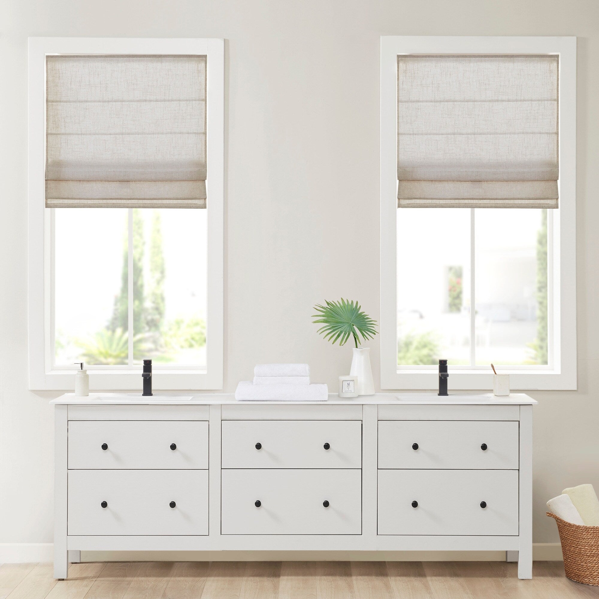 Madison Park Suvi Linen Blend Light Filtering Cordless Roman Shade