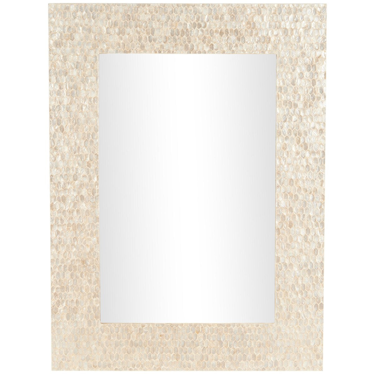 Mother of Pearl Shell Handmade Mosaic Room Wall Mirror - Cream - Roche River Decor