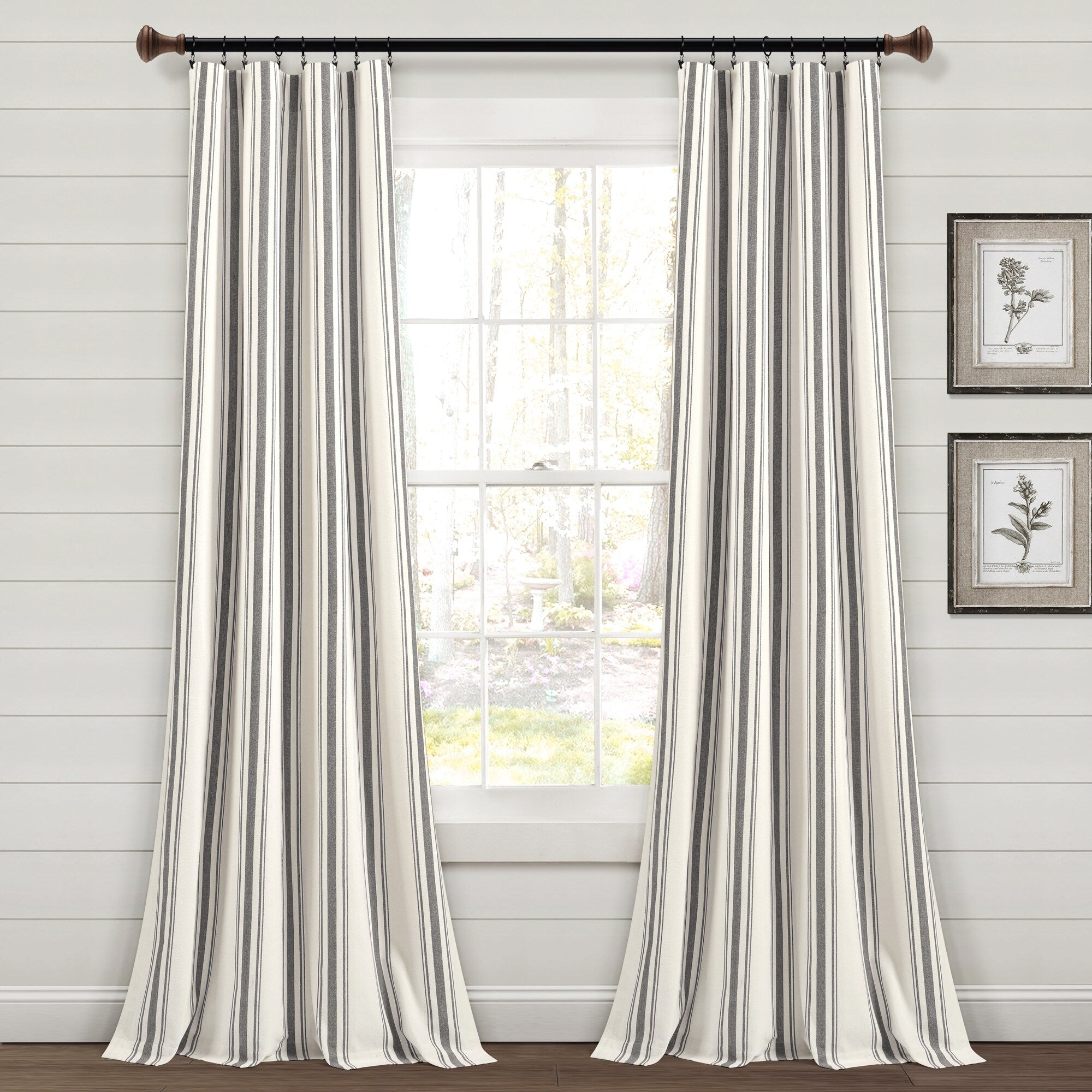 Lush Decor Farmhouse Stripe Yarn Dyed Cotton Window Curtain Panel Pair