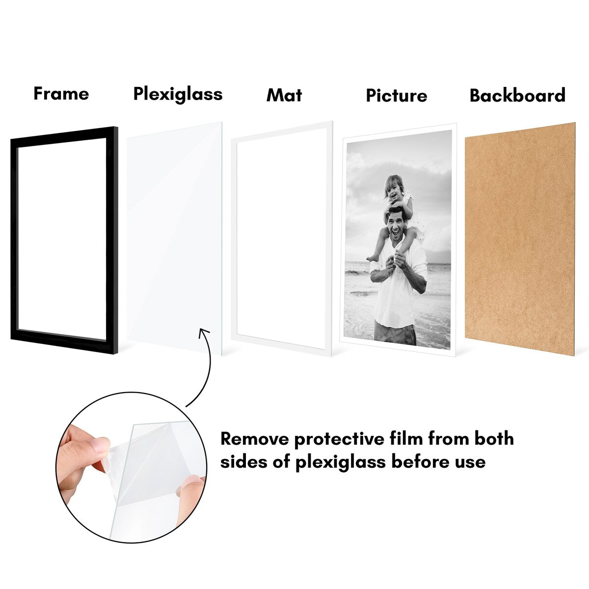 Americanflat 5 Pack of Picture Frames with Mat - Plexiglass Cover