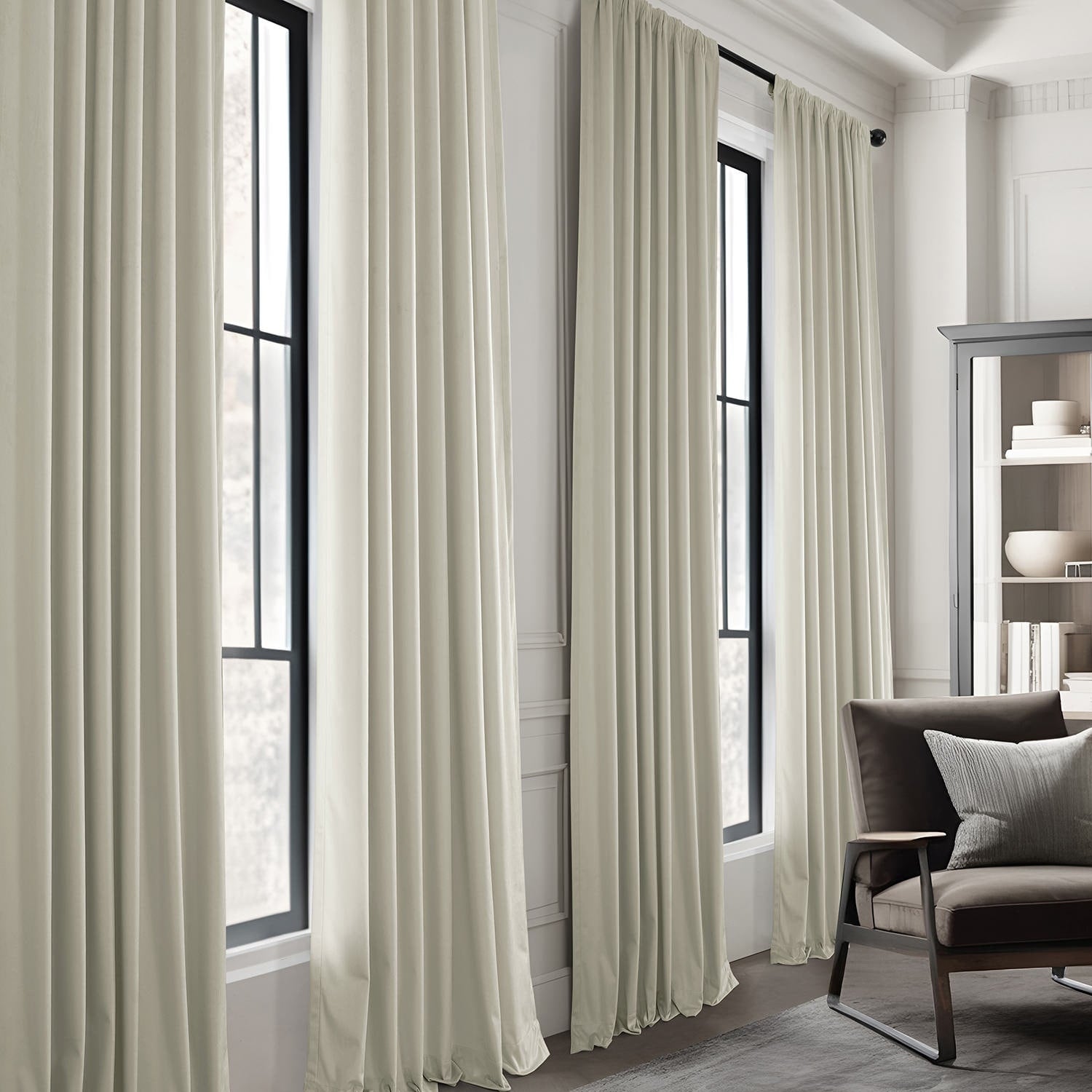 Exclusive Fabrics Simply Velvet Room Darkening Curtains 2 Panels Set - Velvet Window Curtains for Living Room & Bedroom