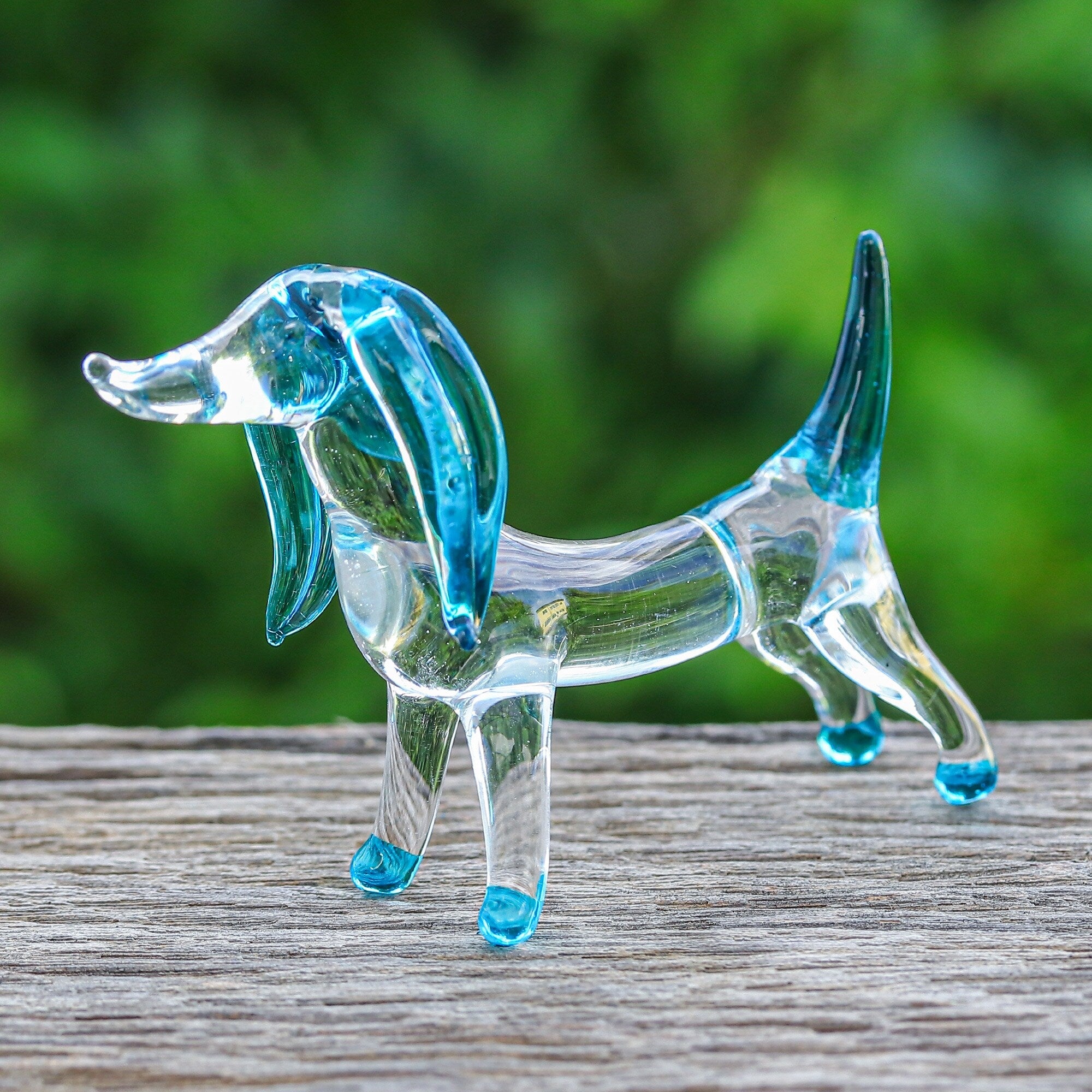 Novica Handmade Peace Dachshund Handblown Glass Figurine