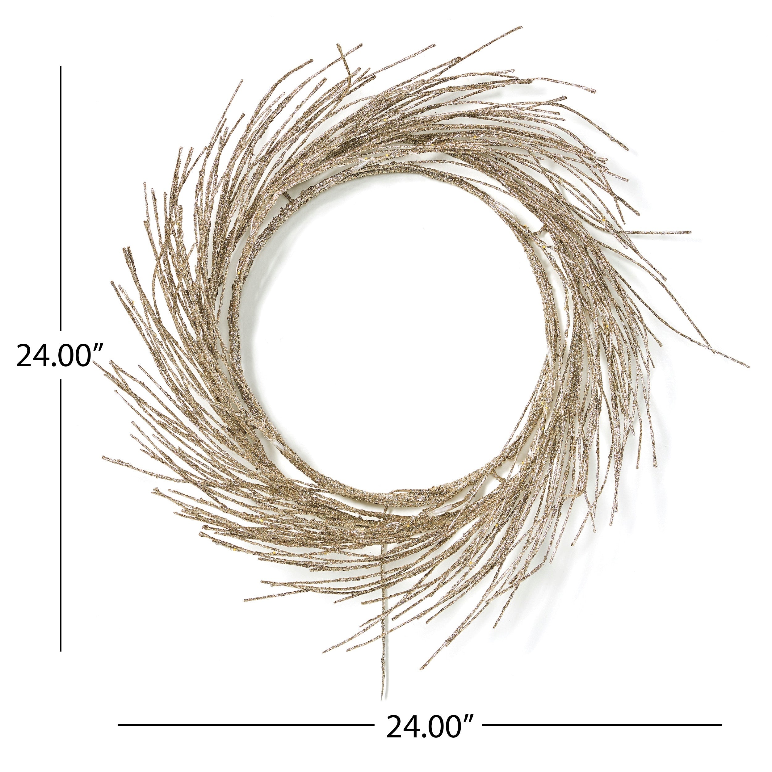 Triple 24 Pre-lit Warm White LED Wreath by Christopher Knight Home - Champagne Glitter - 24.00 L x 24.00 W x 4.00 H