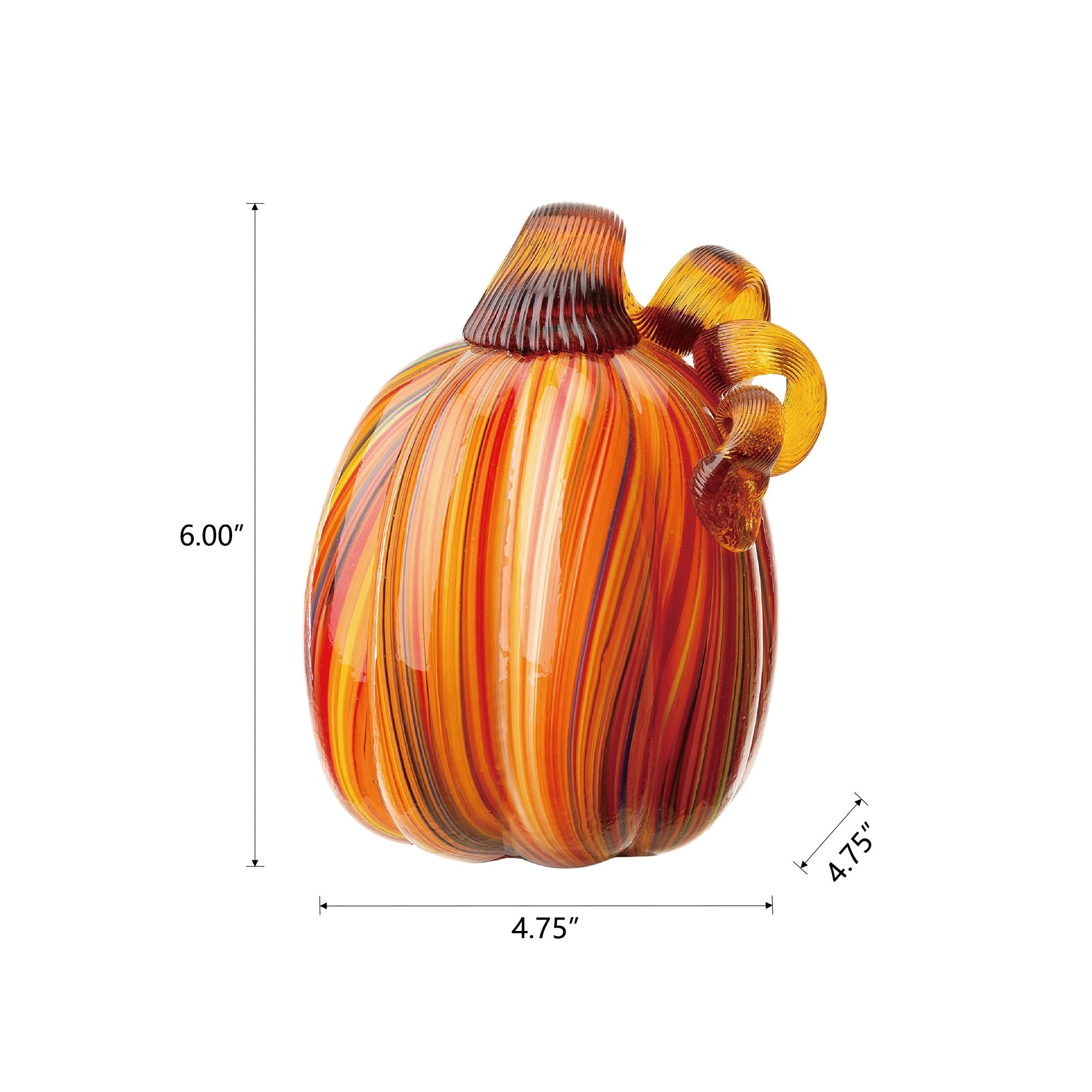 Glitzhome Handblown Multi Striped Fall Harvest Glass Pumpkins Thanksgiving Gift