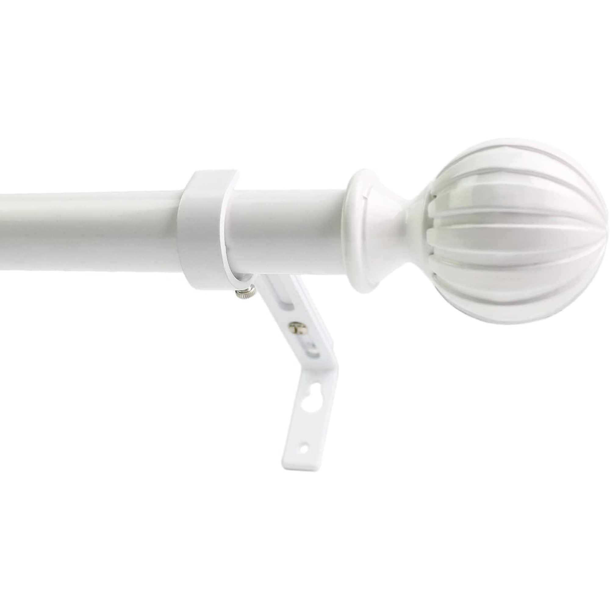 1-inch Diameter Fluted Ball Adjustable Single Drapery Curtain Rod