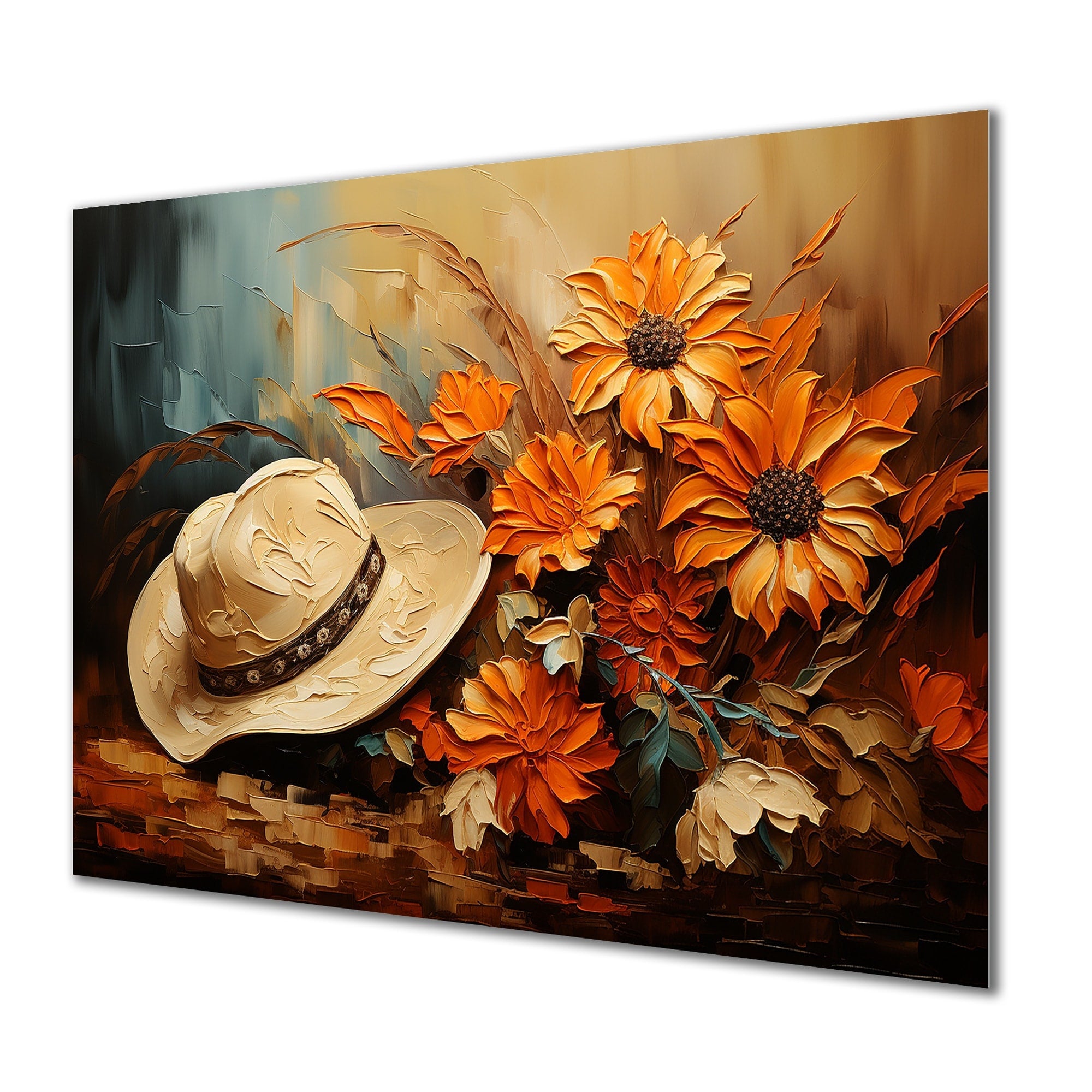 Designart Autumn Cowboy Hat I Cowboys Metal Wall Art - Yellow Metal Wall Décor Modern Metal Art Work