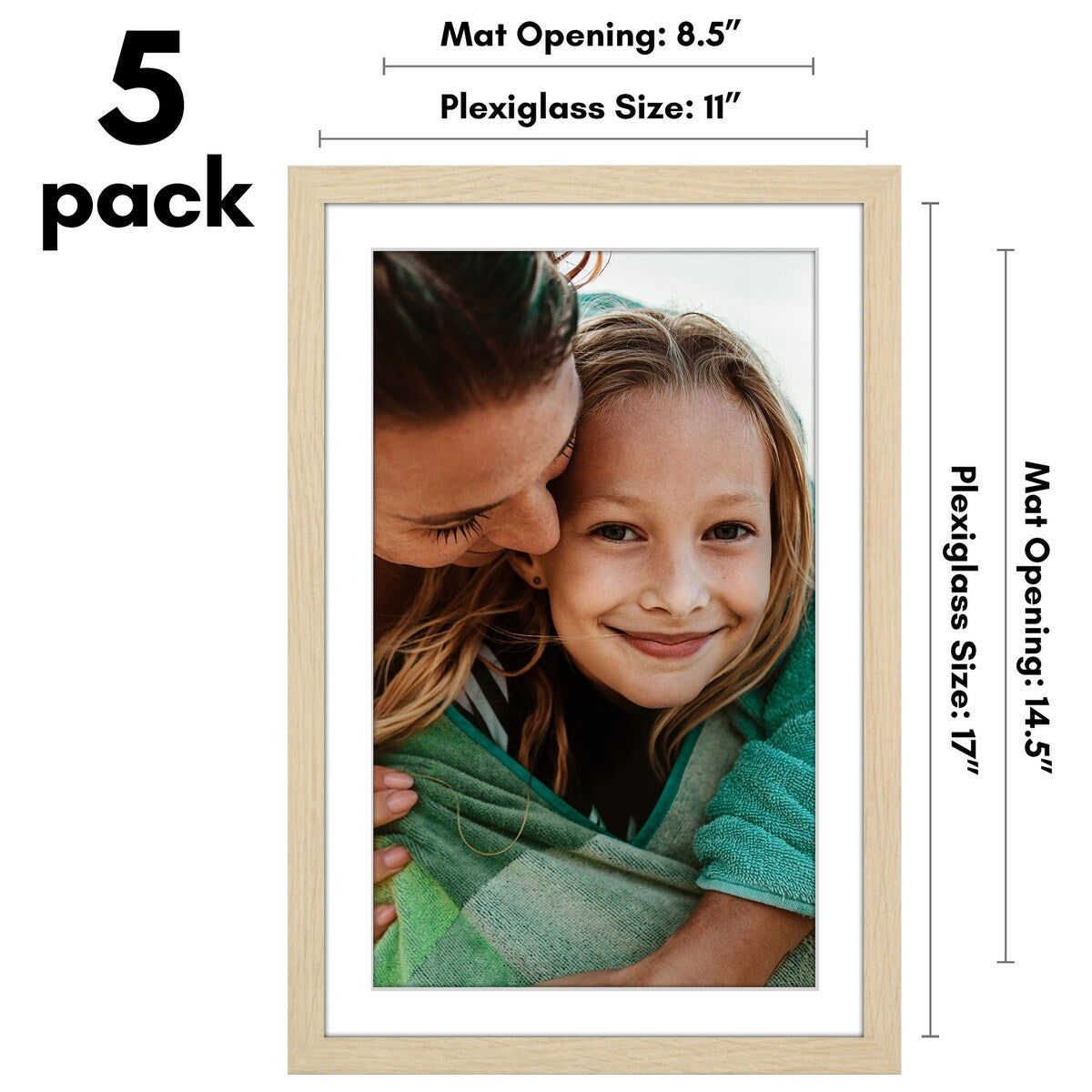 Americanflat 5 Pack of Picture Frames with Mat - Plexiglass Cover