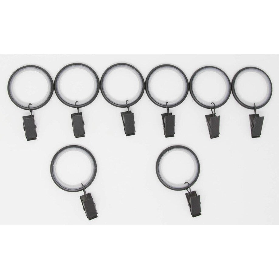 Set of 16 Curtain Drapery Rings with Clips, 1.5-inch Inner Diameter, Nylon Insert Quiet Smooth