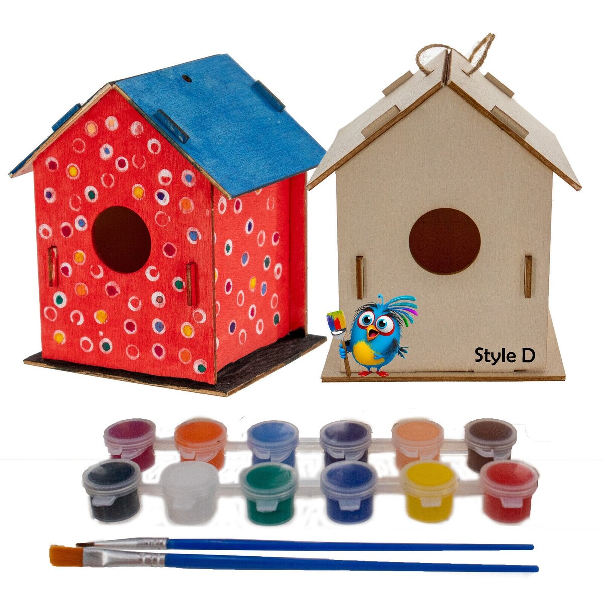 DIY Birdhouse Homemade Wooden - Build Your Own Bird House w/ Easy Painting Kit