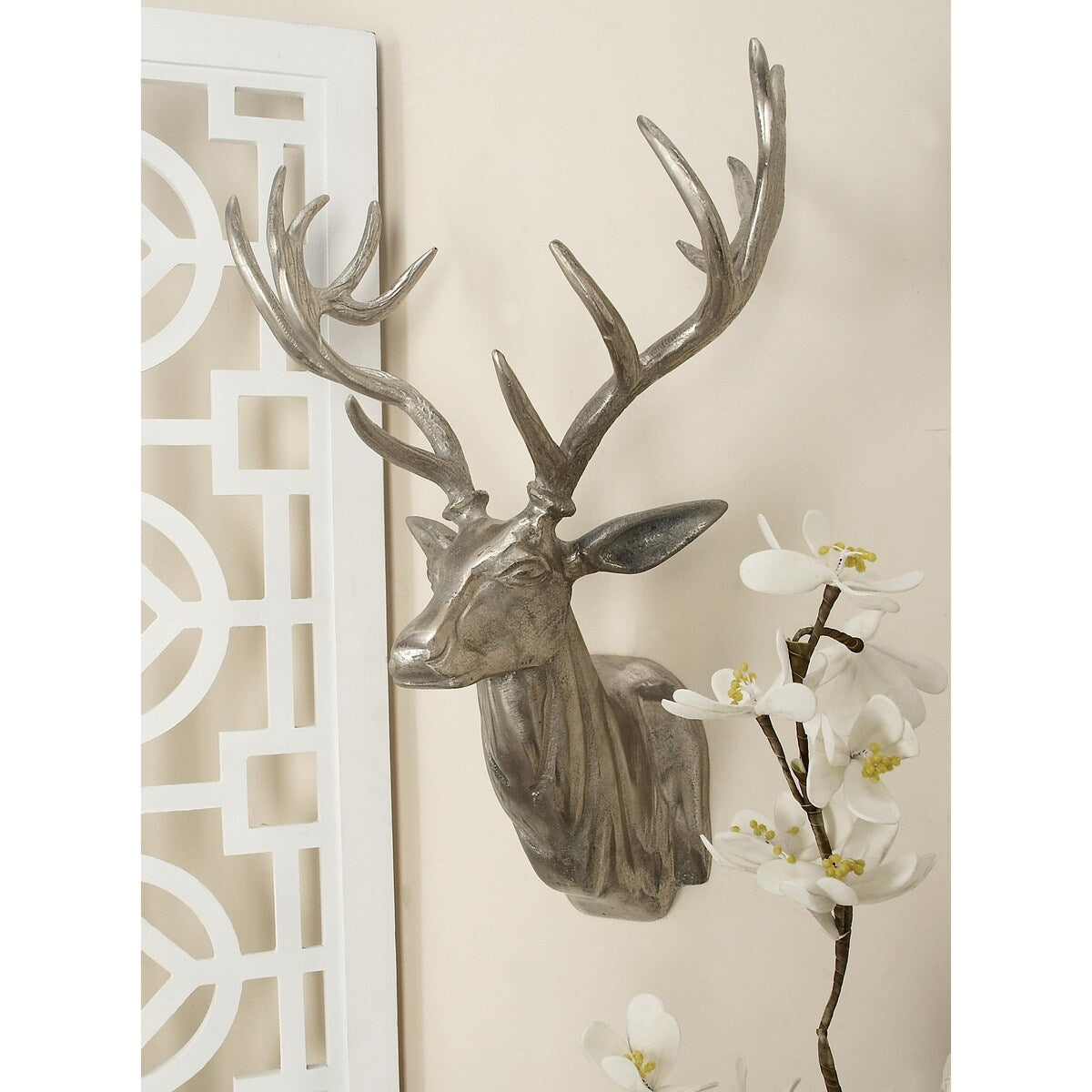 Aluminum Metal Deer Head Home Wall Decor - Silver - Roche River Decor