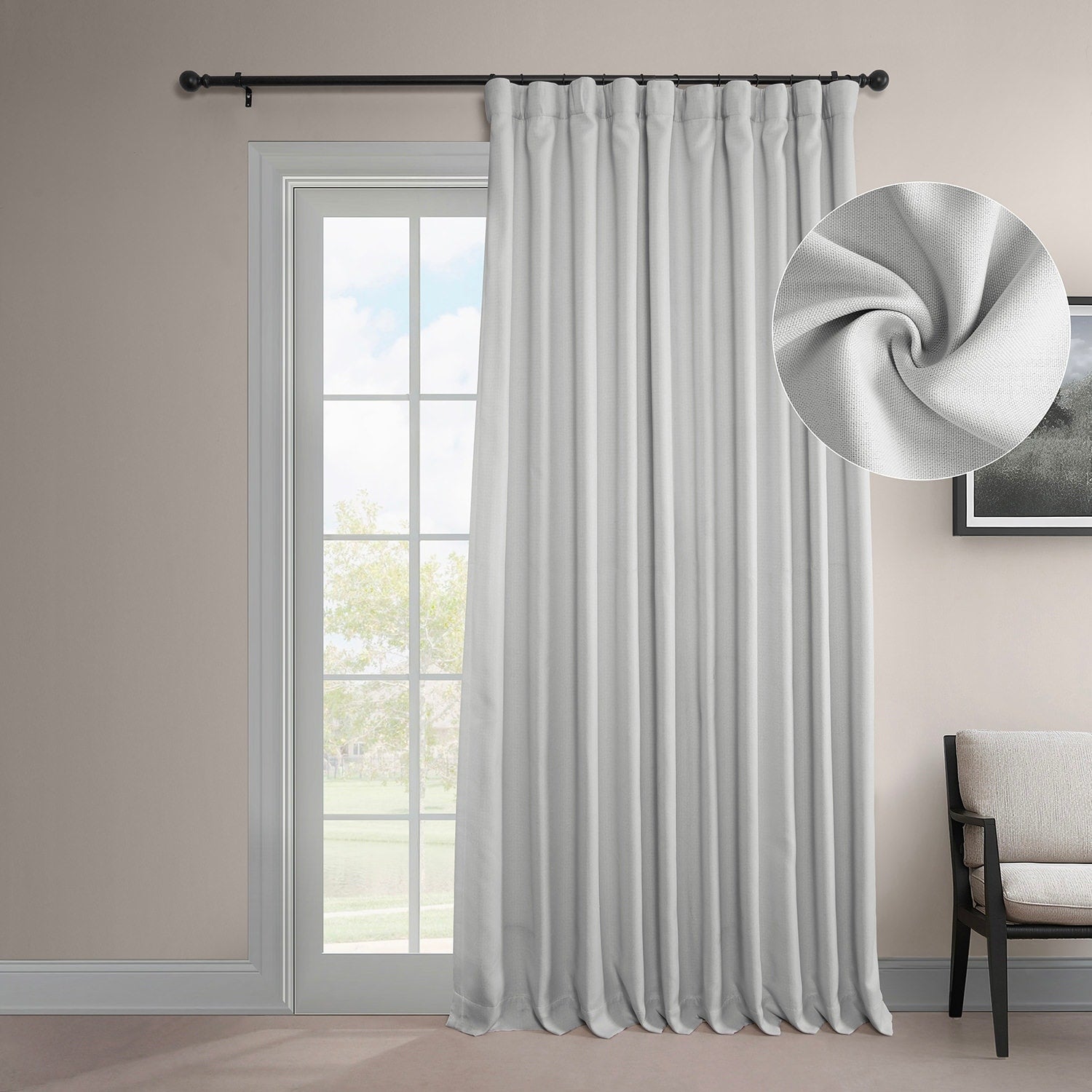 Exclusive Fabrics Faux Linen Extra Wide Room Darkening Curtains (1 Panel)