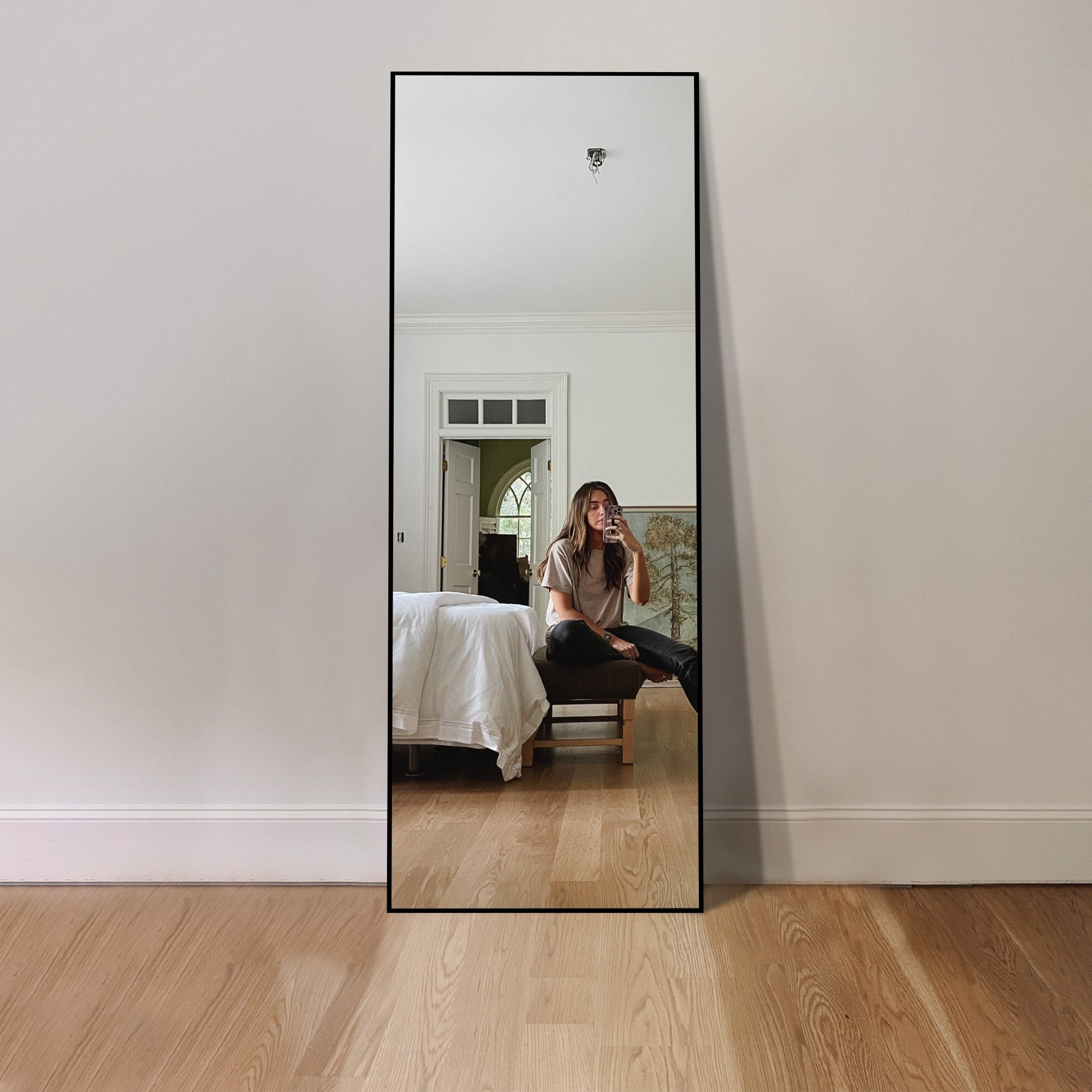 Rectangle Full Length Mirror,Floor Mirror with Stand,Hanging/Leaning