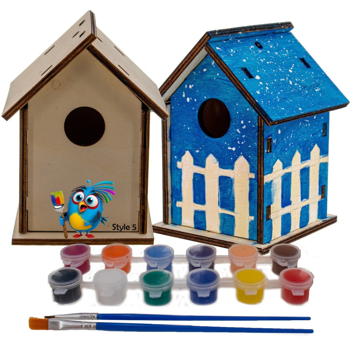 DIY Birdhouse Homemade Wooden - Build Your Own Bird House w/ Easy Painting Kit