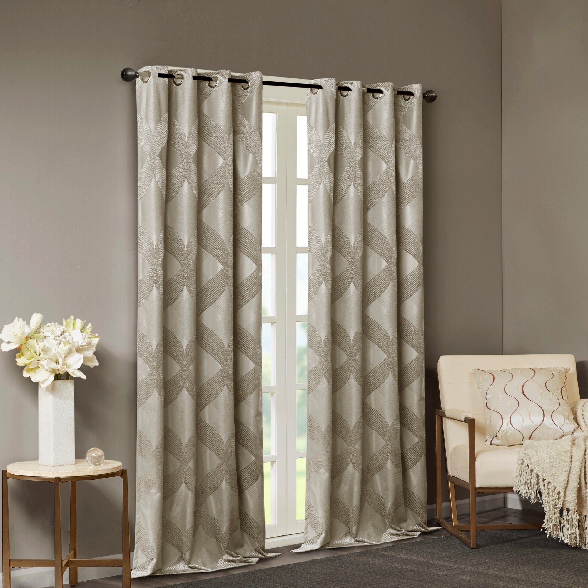 SunSmart Abel Ogee Knitted Jacquard Total Blackout Curtain Panel