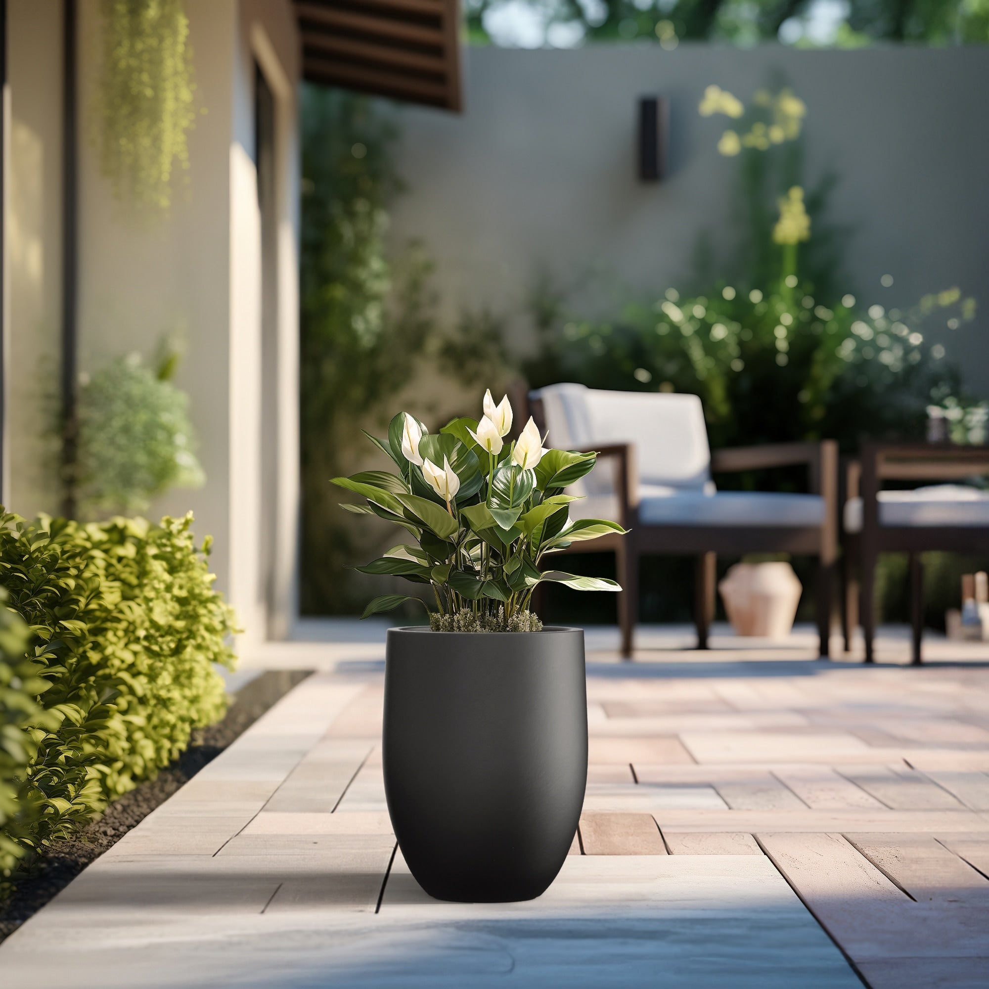 Tall Concrete Round Plant Pots / Large Indoor and Outdoor flower Planters