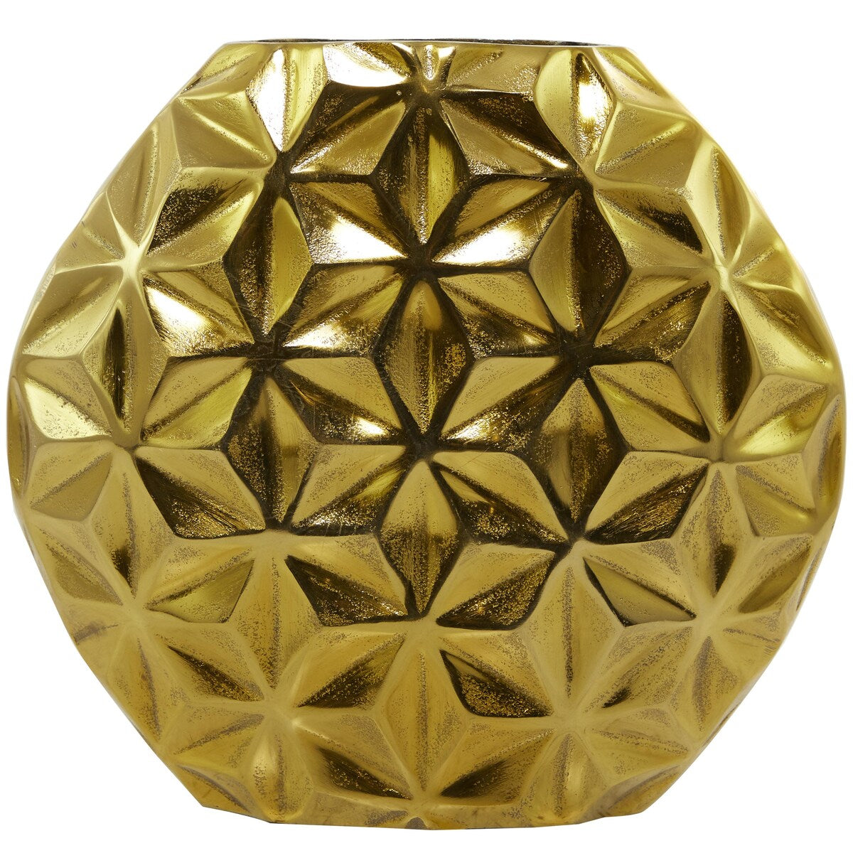 Aluminum Metal Geometric Faceted Decorative Vase - Silver, Black or Gold - CosmoLiving by Cosmopolitan