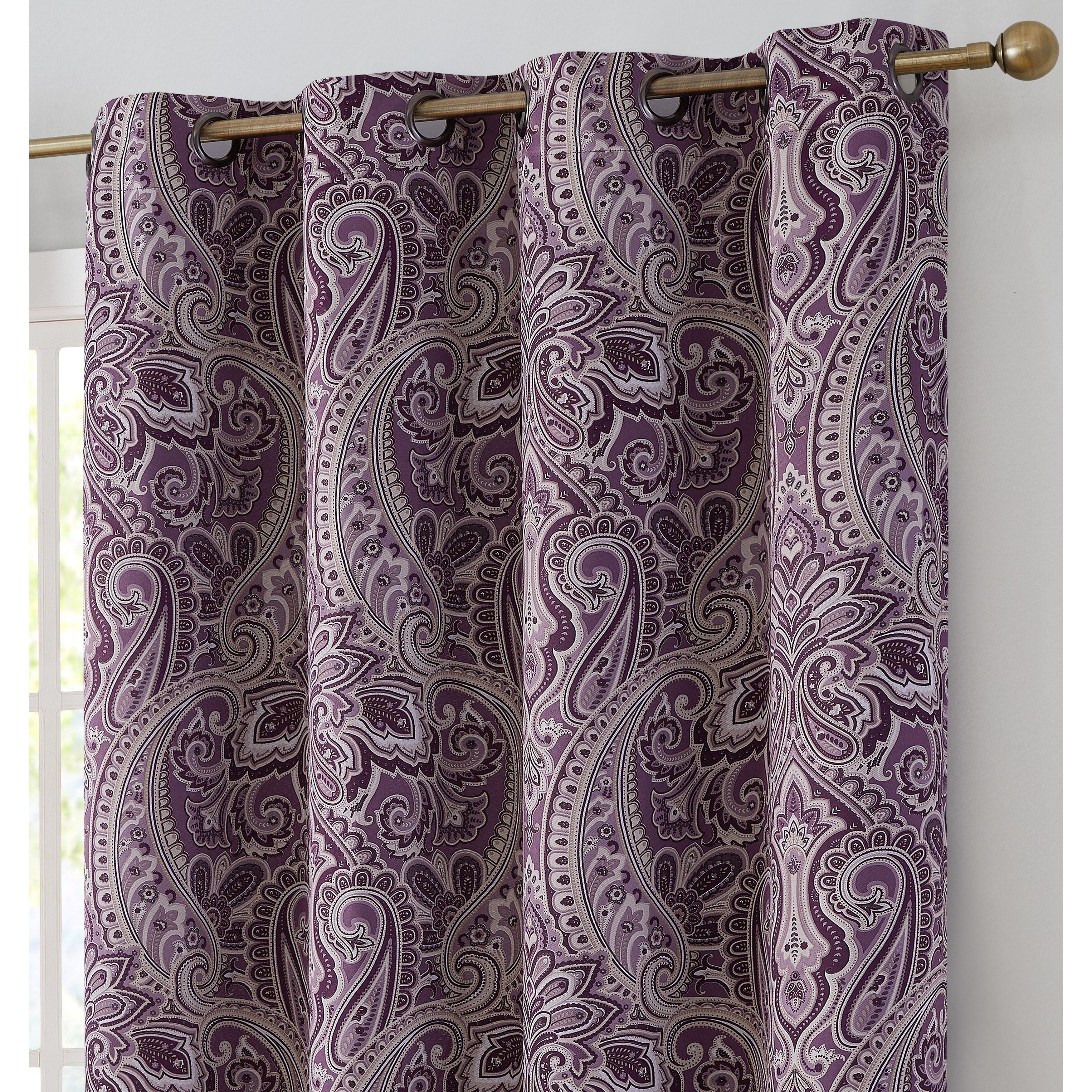 HLC.me Paris Paisley Print Energy Efficient Room Darkening Blackout Grommet Window Curtain Panels - Set of 2