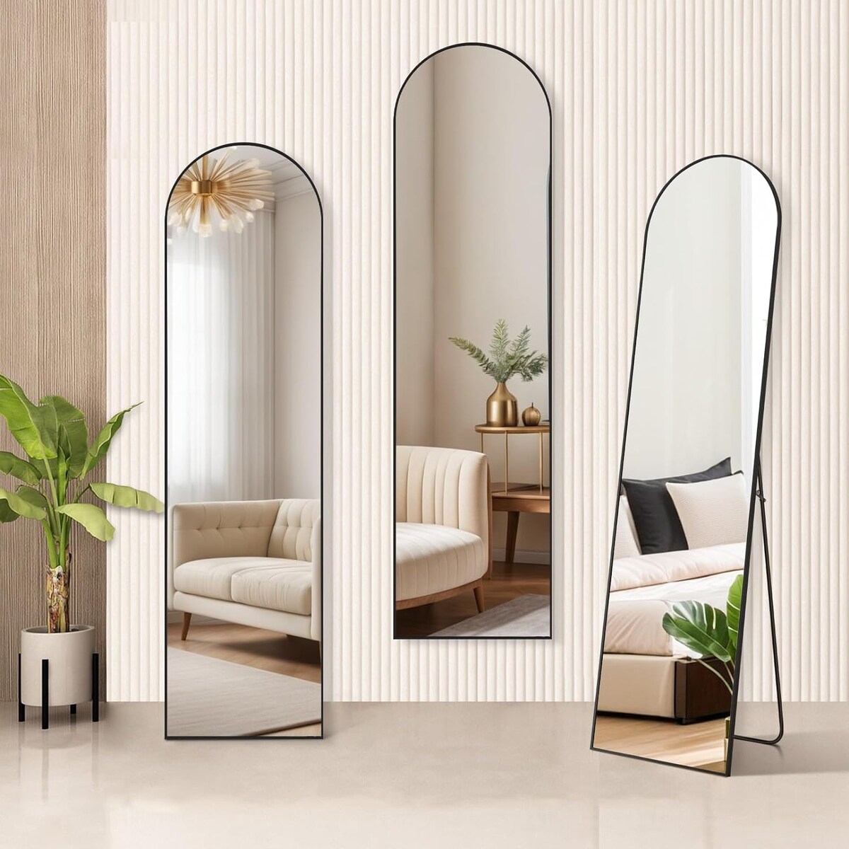 Full Length Mirror with Stand, Floor Mirror with Aluminum Alloy Frame for Bedroom, Standing Full Body Mirror for Wall, Cloakroom