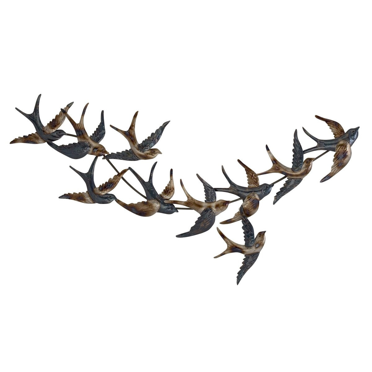 Metal Bird Flying Flock Of Home Wall Decor - Blue - Roche River Decor