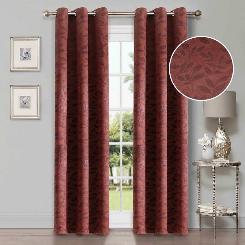 Superior Modern Bohemian Leaves Room Darkening Blackout Curtains, Rod Pocket or Grommets, Set of 2