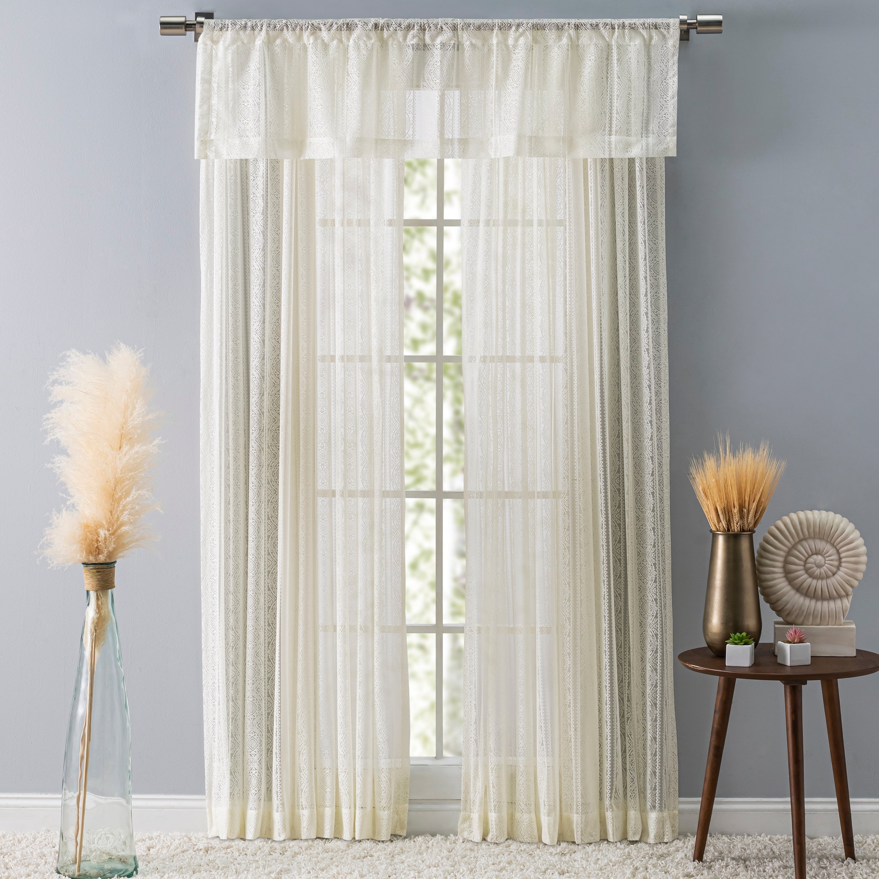 Stripe Lace Gorgeous Sheer Rod Pocket Panel