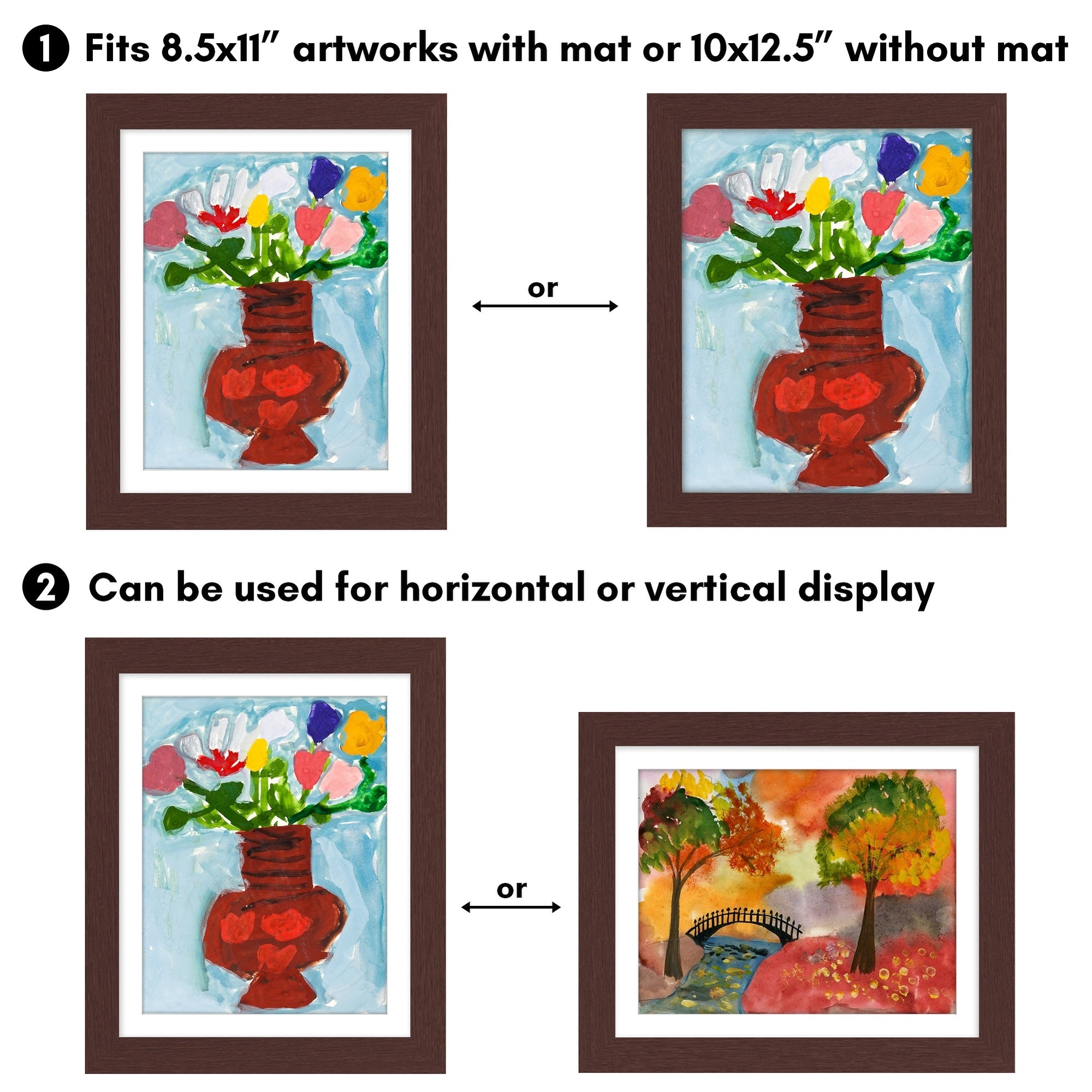 Americanflat 10x12.5 Front-loading Kids Art Frame with Mat