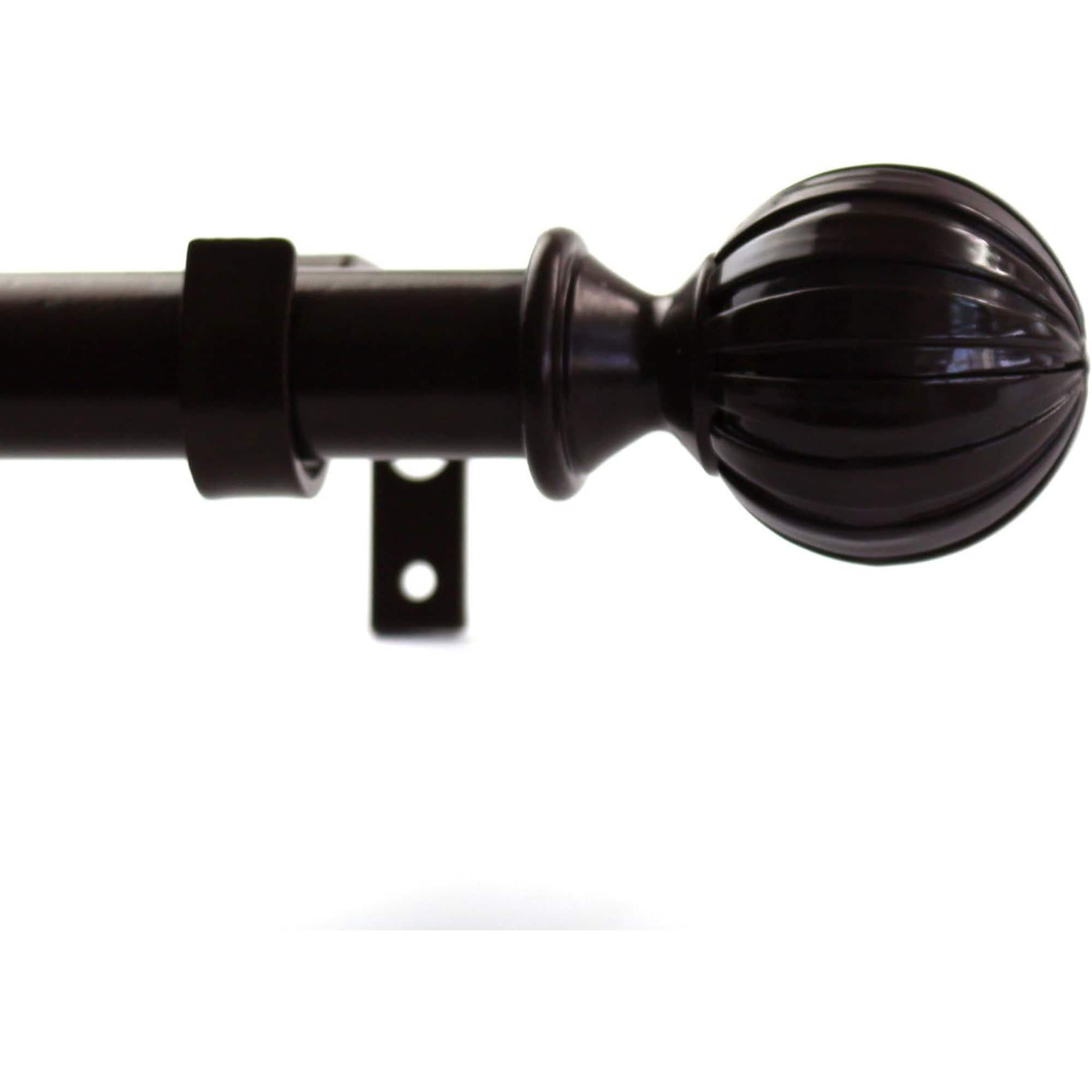 1-inch Diameter Fluted Ball Adjustable Single Drapery Curtain Rod