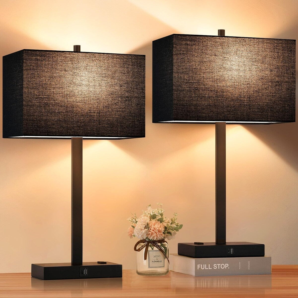 Upgraded, Set of 2 Bedside Touch Control Table Lamp