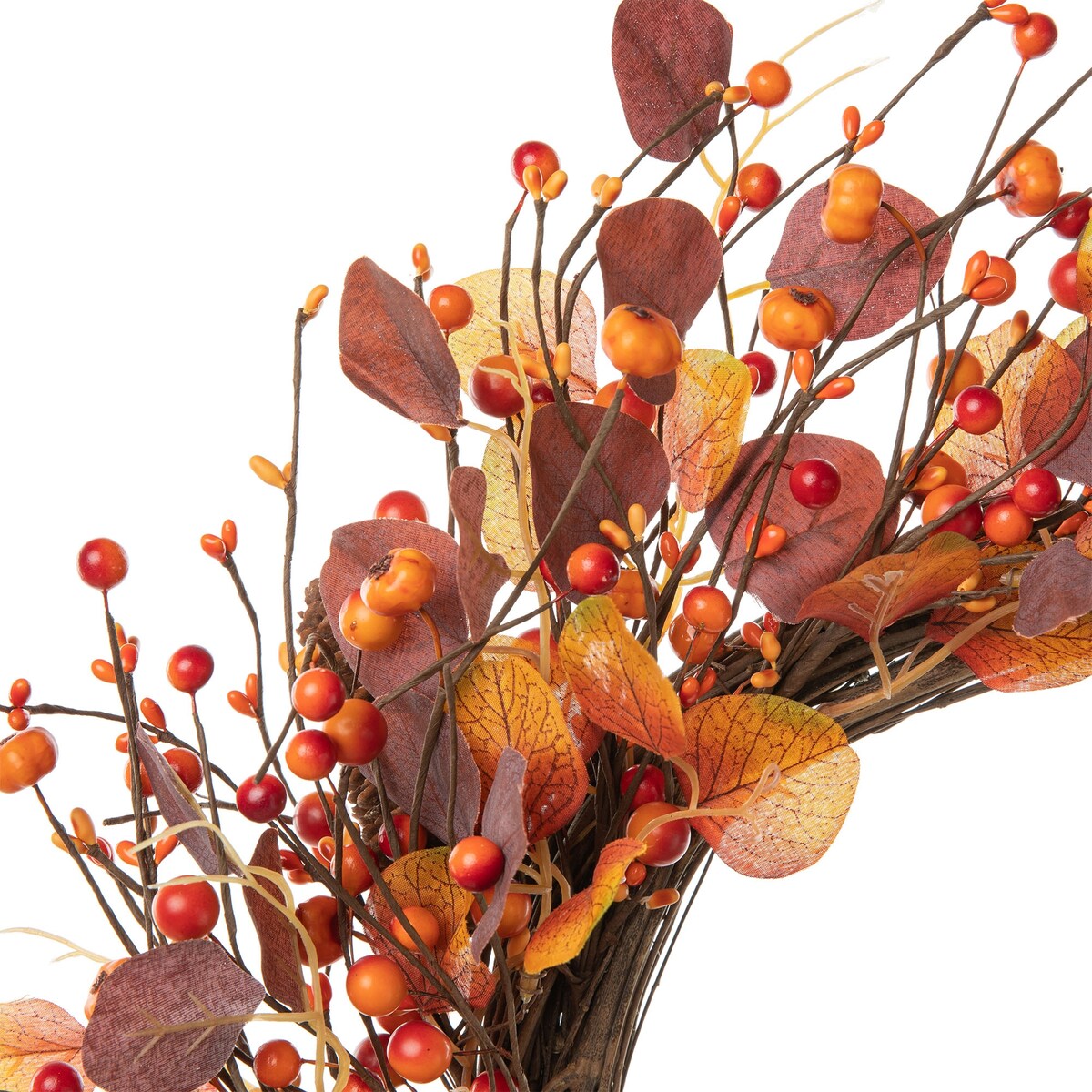 Glitzhome 22D Fall Eucalyptus Berry Wreath for Thanksgiving