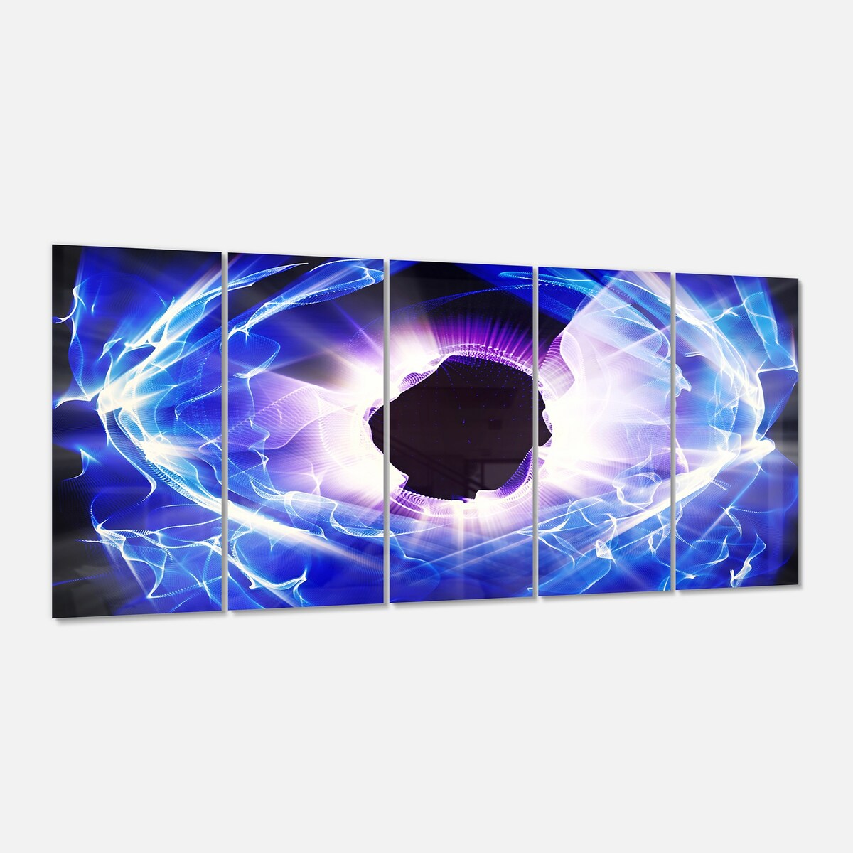 Designart 'Fractal Blue Light Shine' Abstract Digital Art Metal Wall Art