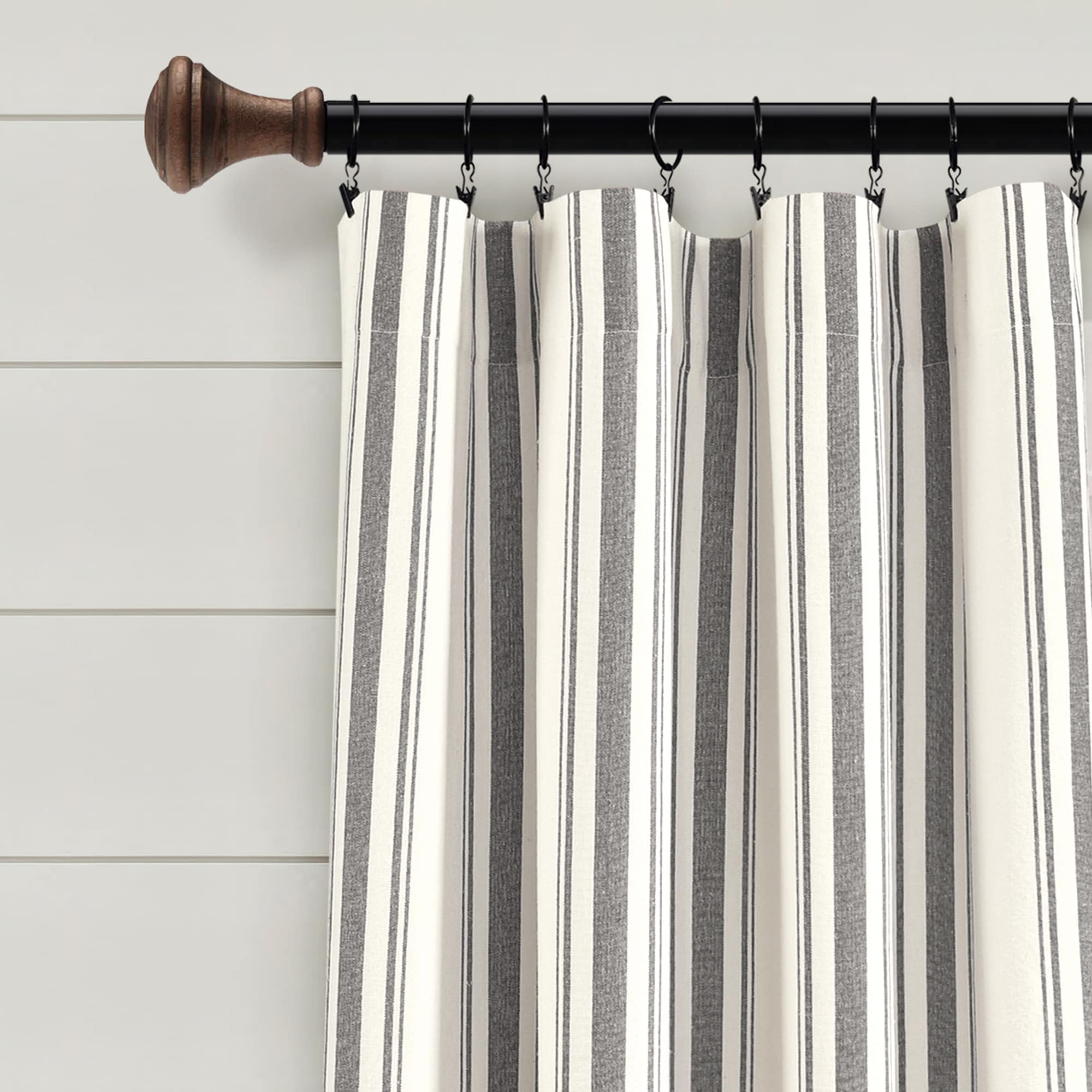 Lush Decor Farmhouse Stripe Yarn Dyed Cotton Window Curtain Panel Pair