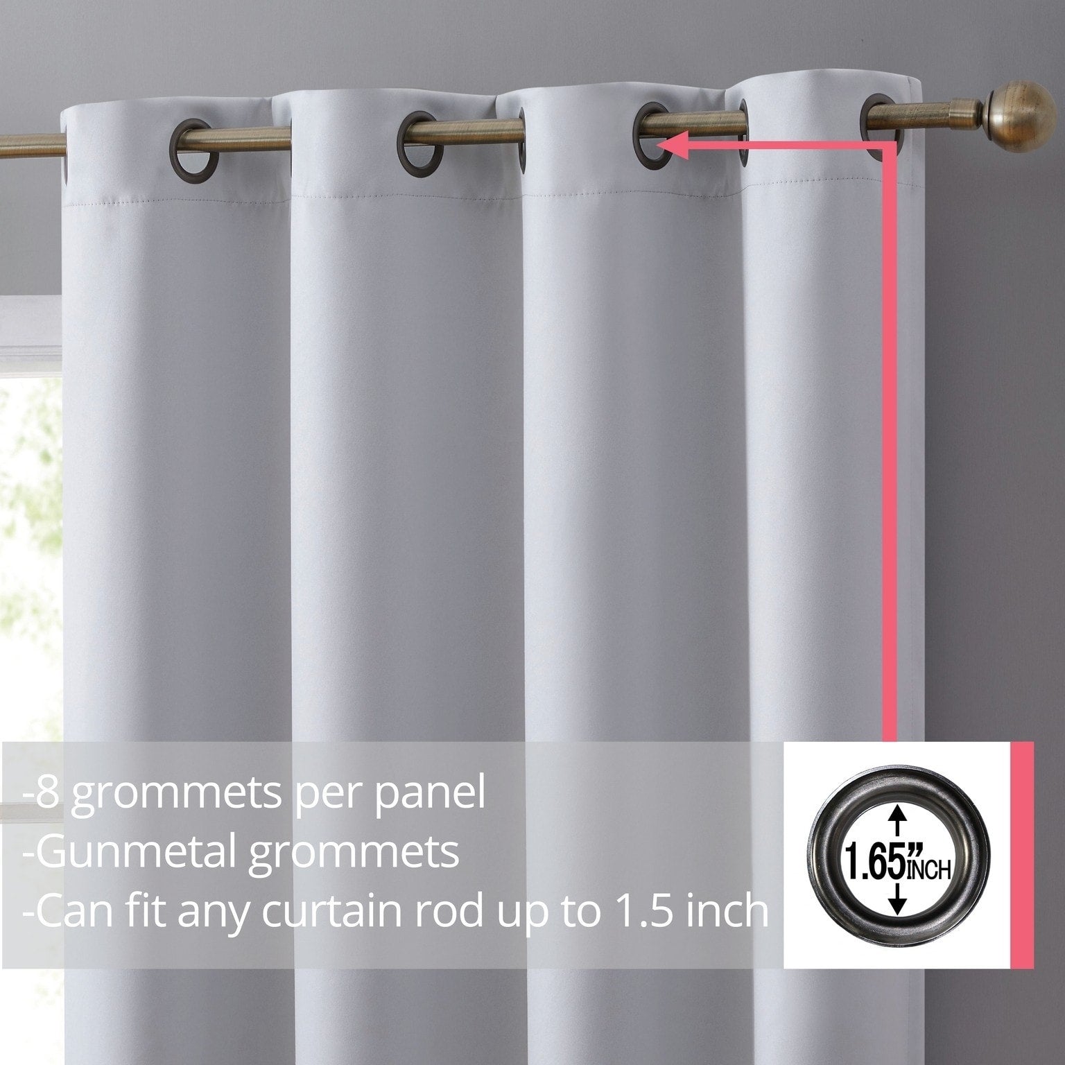 HLC.me Laurance 100% Blackout Curtains - Thermal Insulation Energy Efficient Grommet Window Curtains, Set of 2