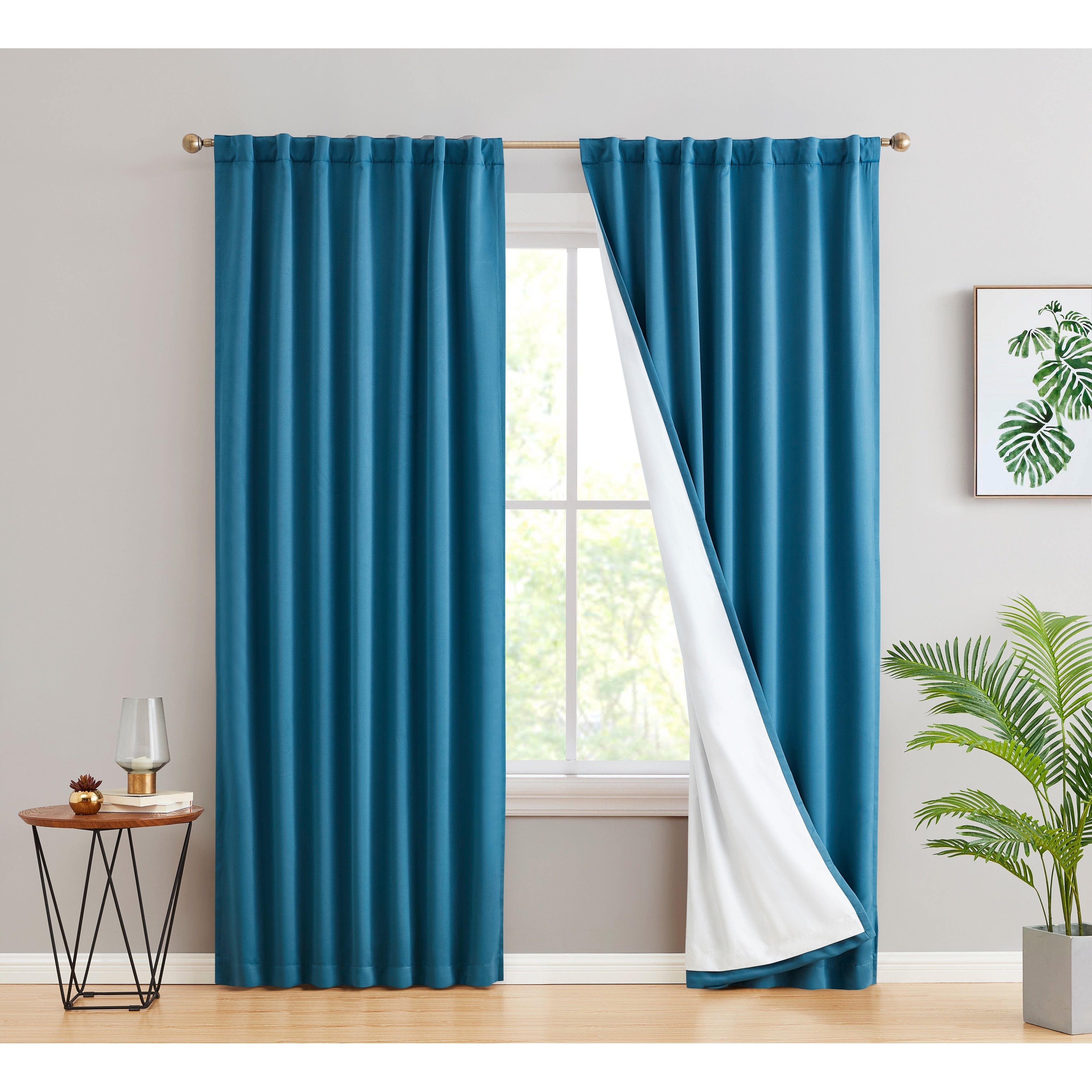 HLC.me Hamilton 100% Complete Blackout Lined Heavy Thermal Insulated Window Curtain Rod Pocket Back Tab Panels, 2 Panels