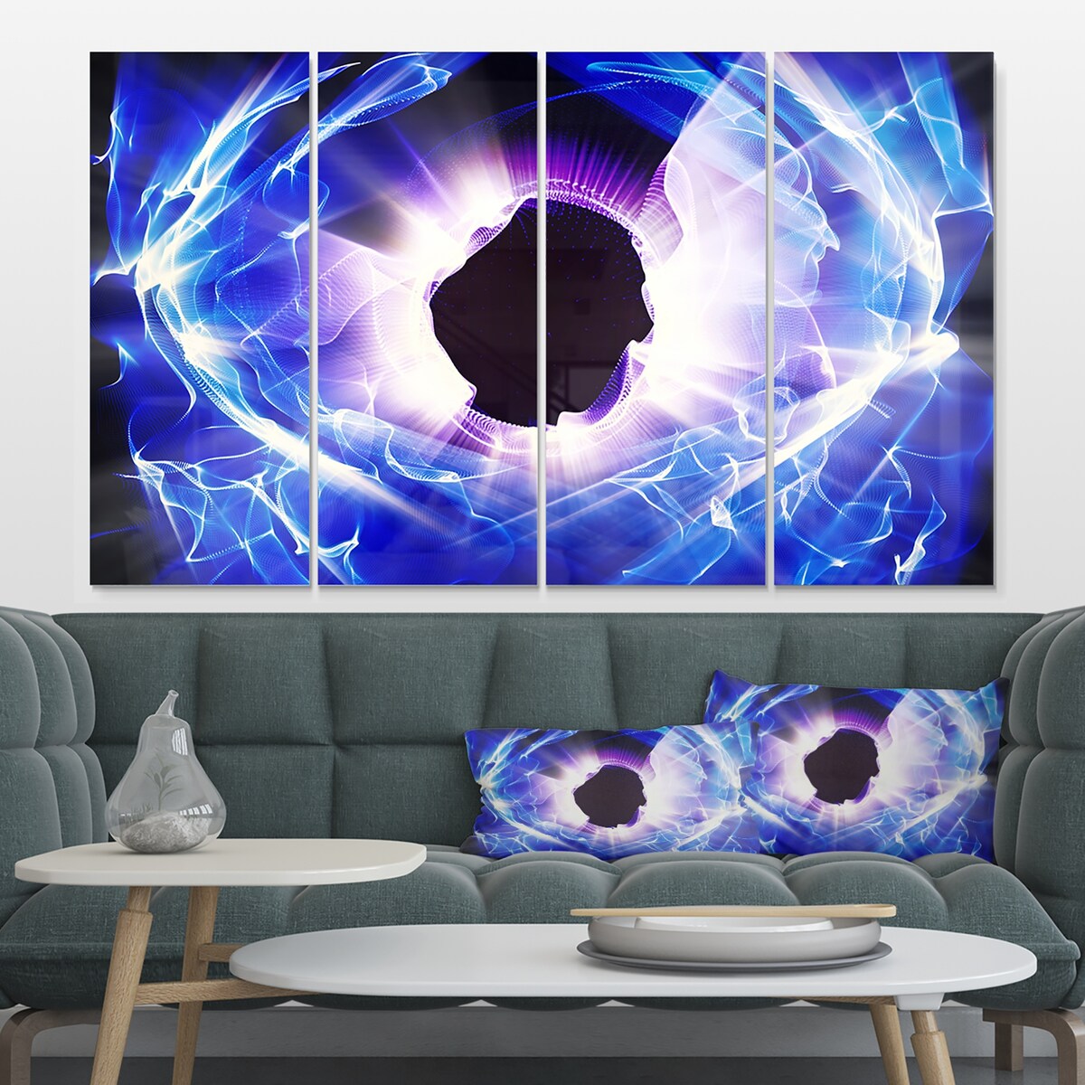 Designart 'Fractal Blue Light Shine' Abstract Digital Art Metal Wall Art