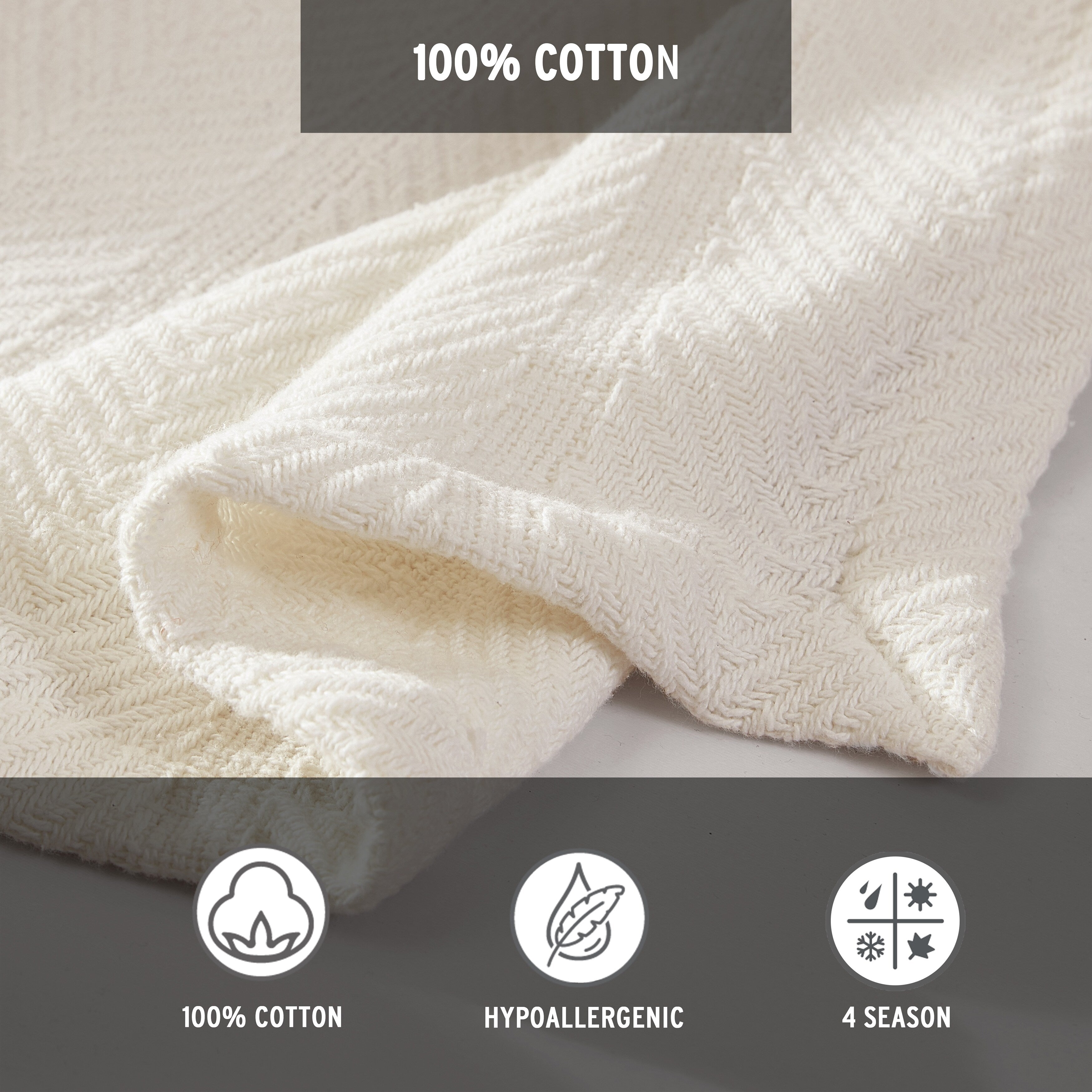 Eddie Bauer Herringbone Cotton Reversible Blanket