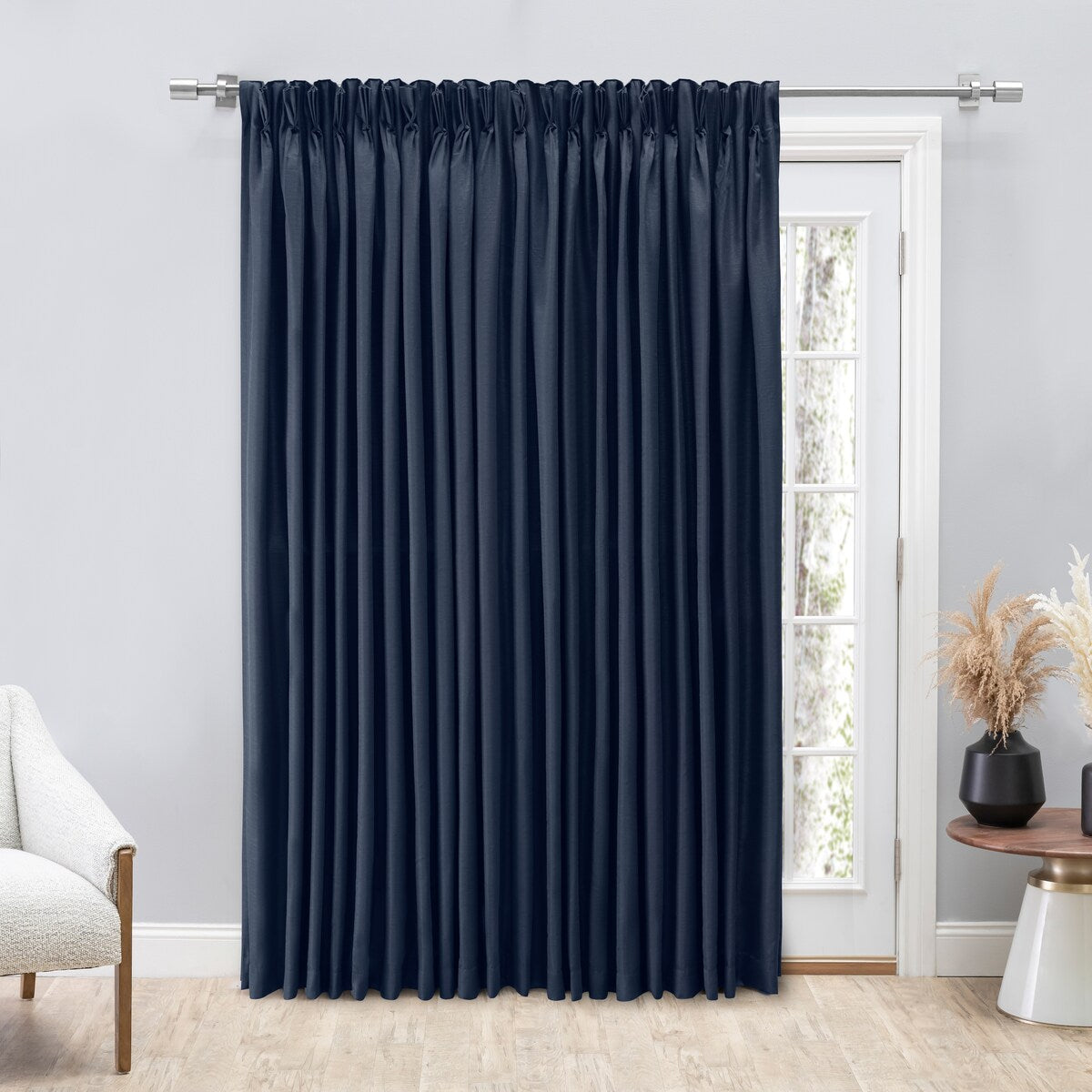 Premium GrassclothSheen Pinch Pleat w Back Tab Patio Curtain Panel