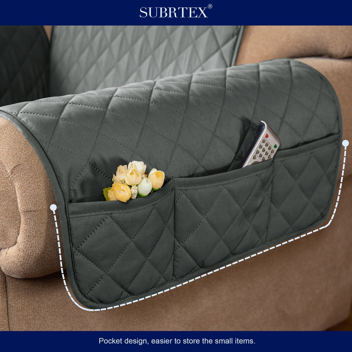 Subrtex Loveseat Reversible Couch Cover Quilted Slipcover Furniture Protector