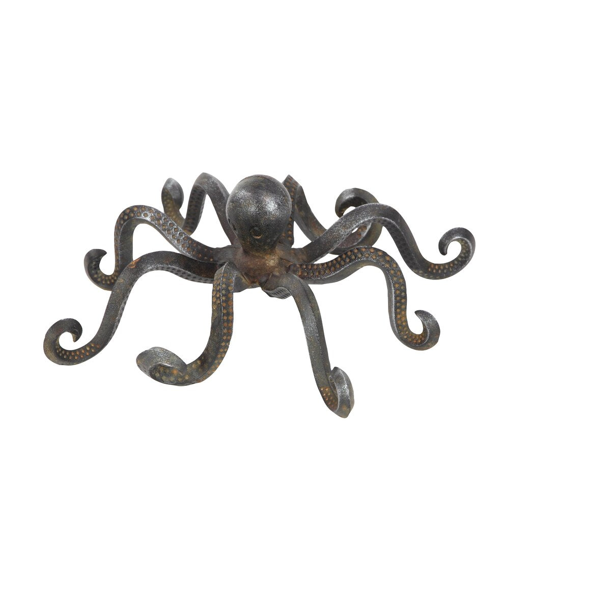 Metal Octopus Decorative Sculpture with Long Tentacles and Suctions Detailing - Black - Roche River Decor