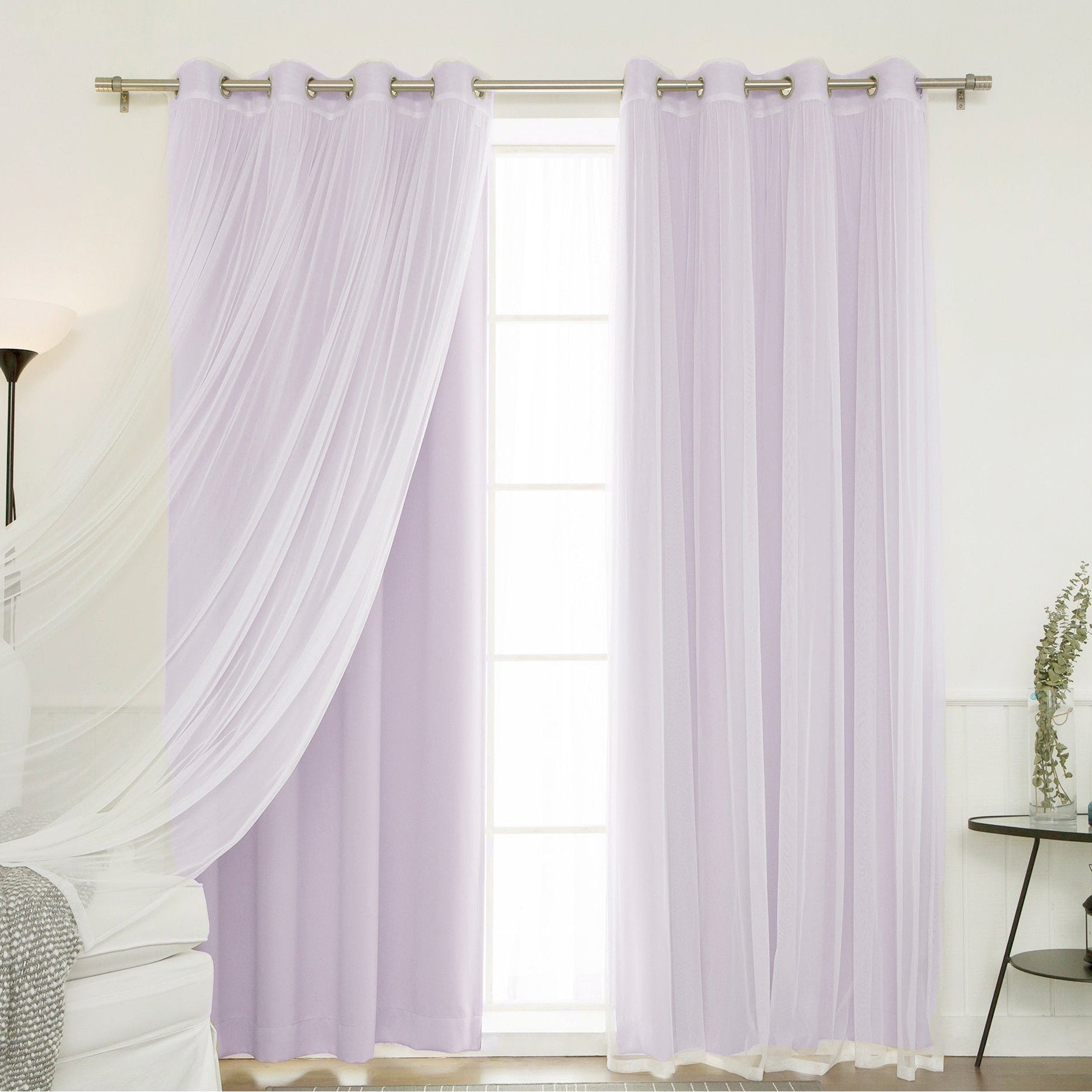 Aurora Home Mix and Match Blackout Sheer 4-piece Curtain Panel Set