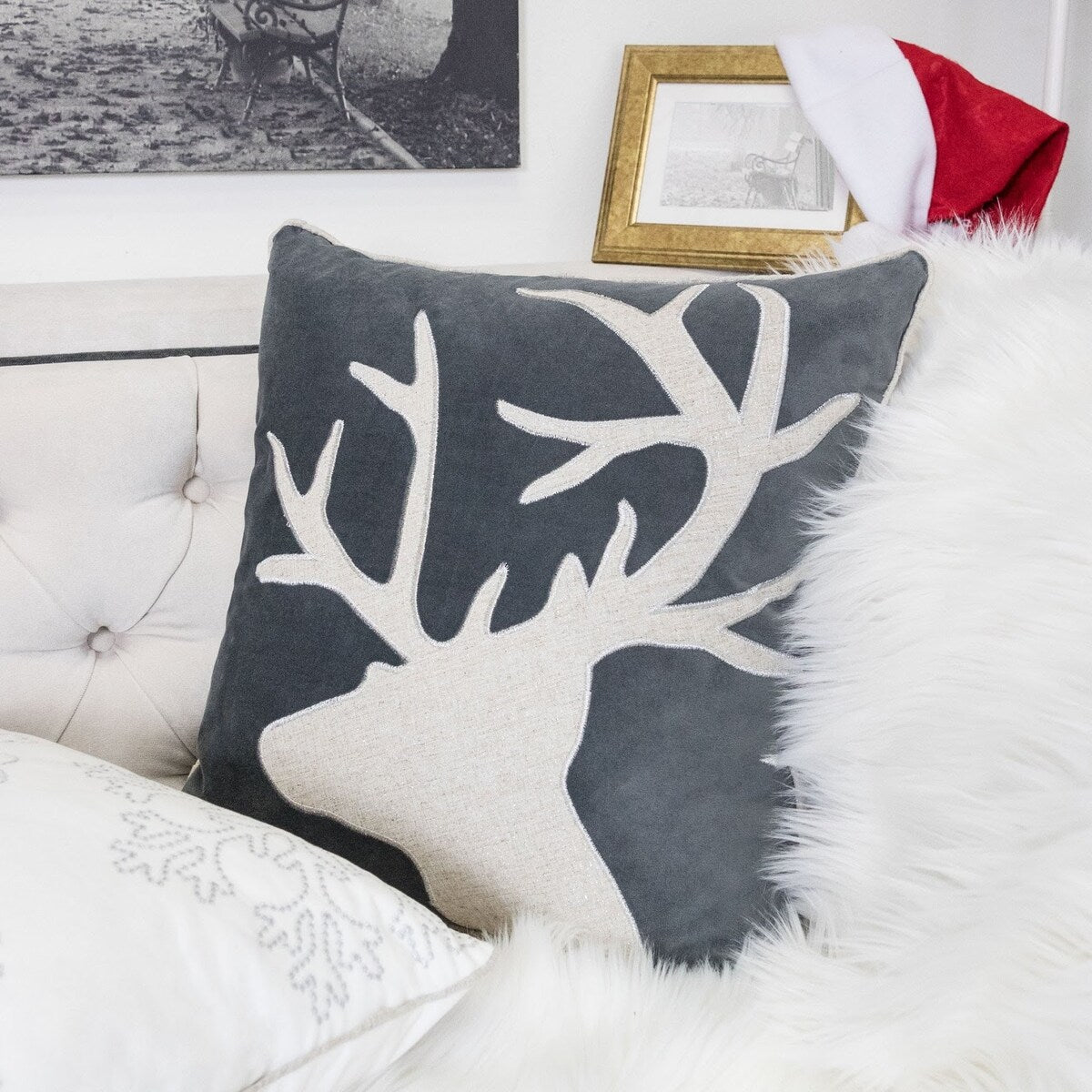 Homey Cozy Christmas Reindeer Throw Pillow Cover & Insert