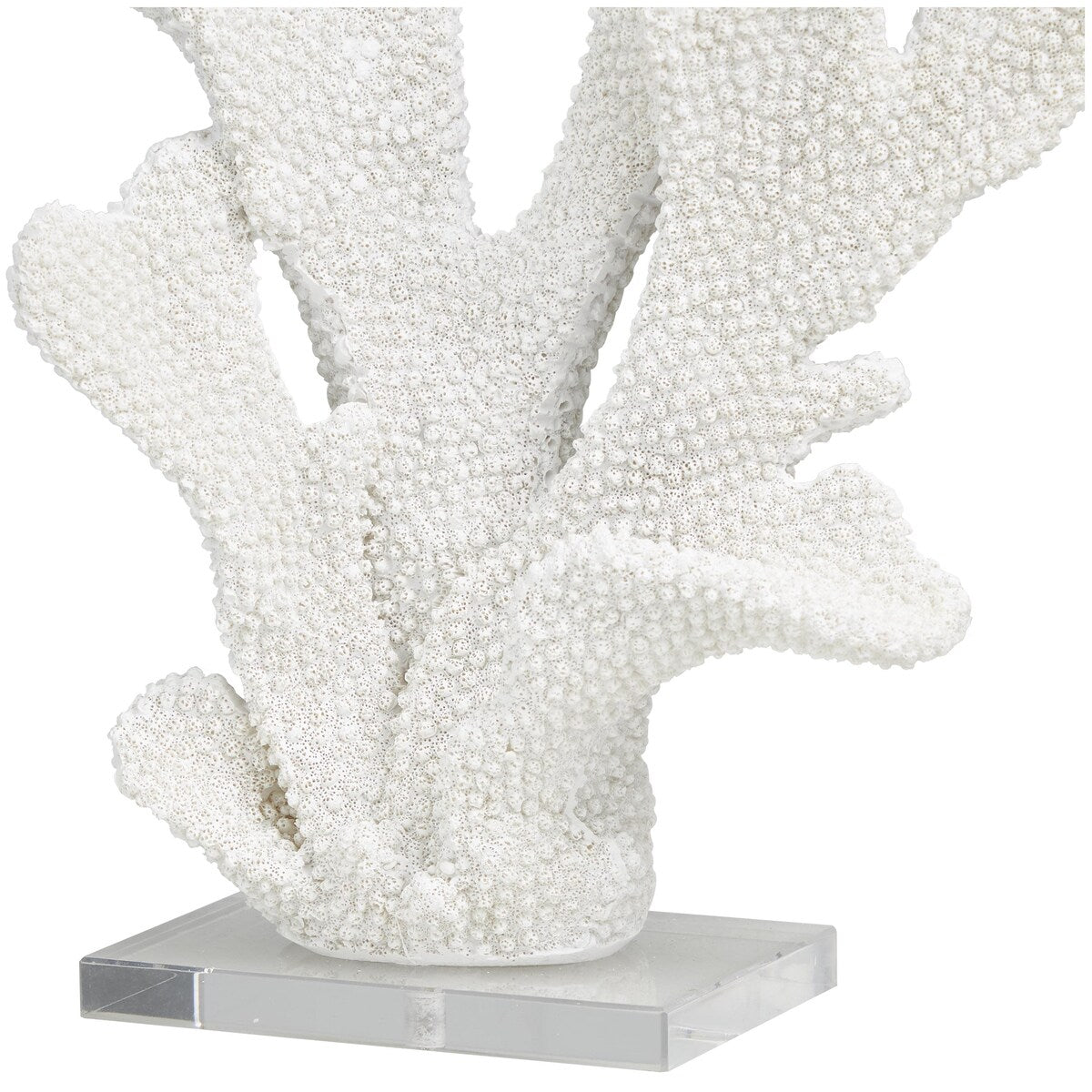 Polystone Coral Tall Textured Decorative Sculpture with Clear Acrylic Base - White - Roche River Decor